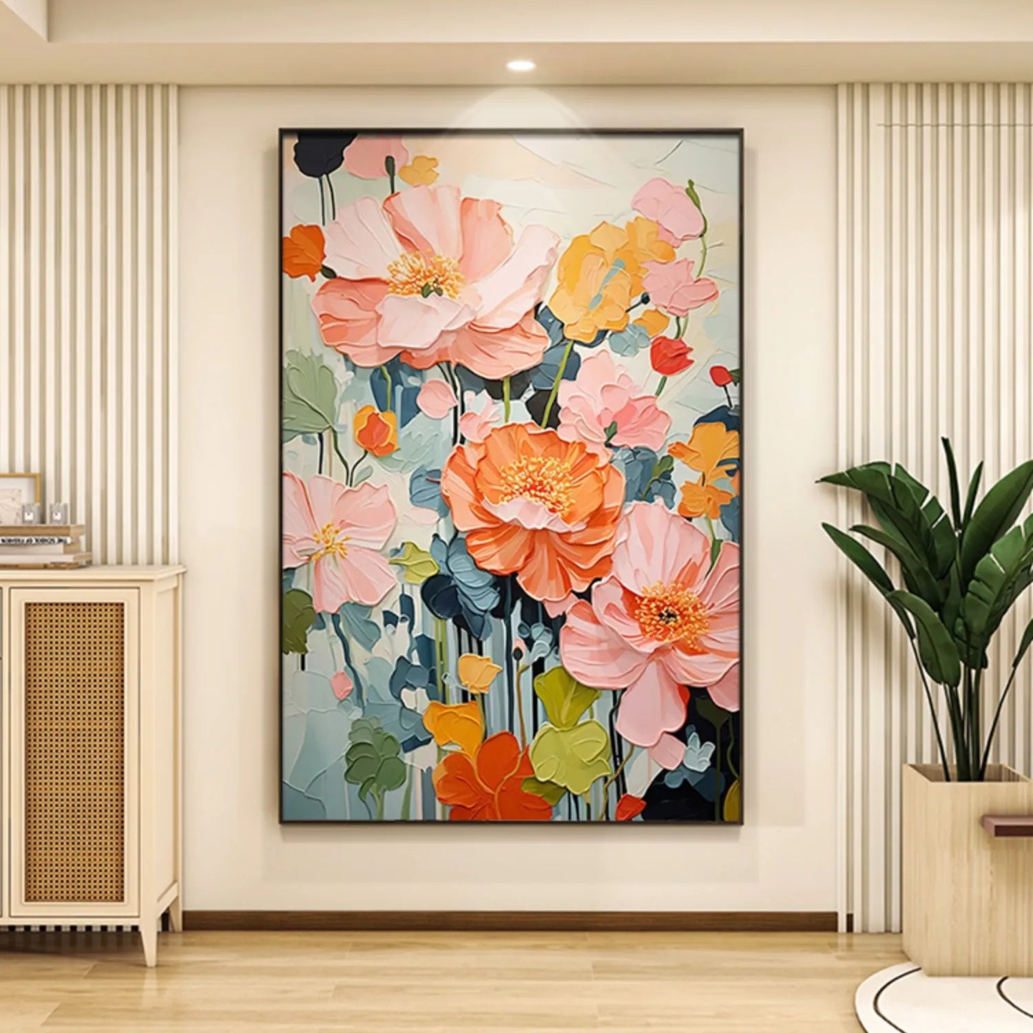 Colorful Flower Textured Painting Canvas #FP020