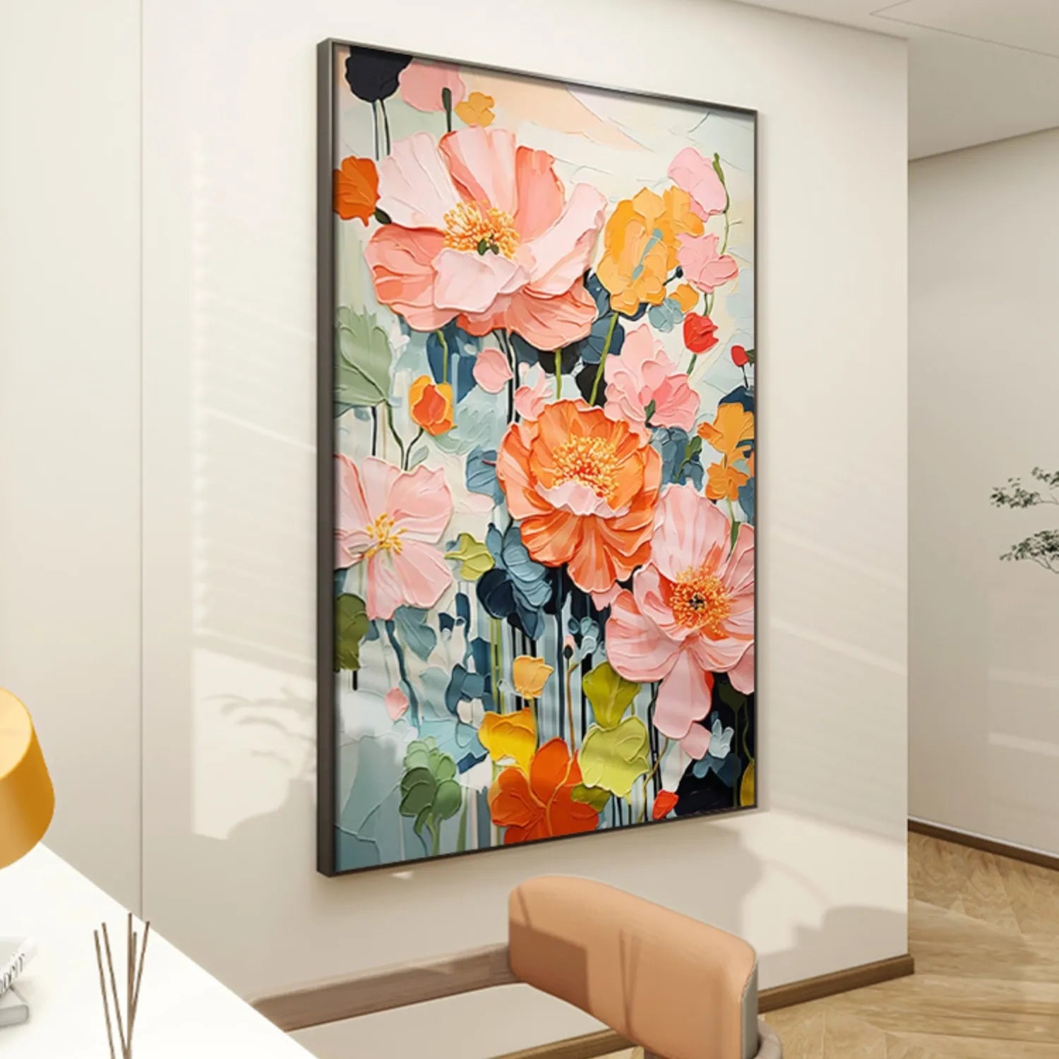 Colorful Flower Textured Painting Canvas #FP020
