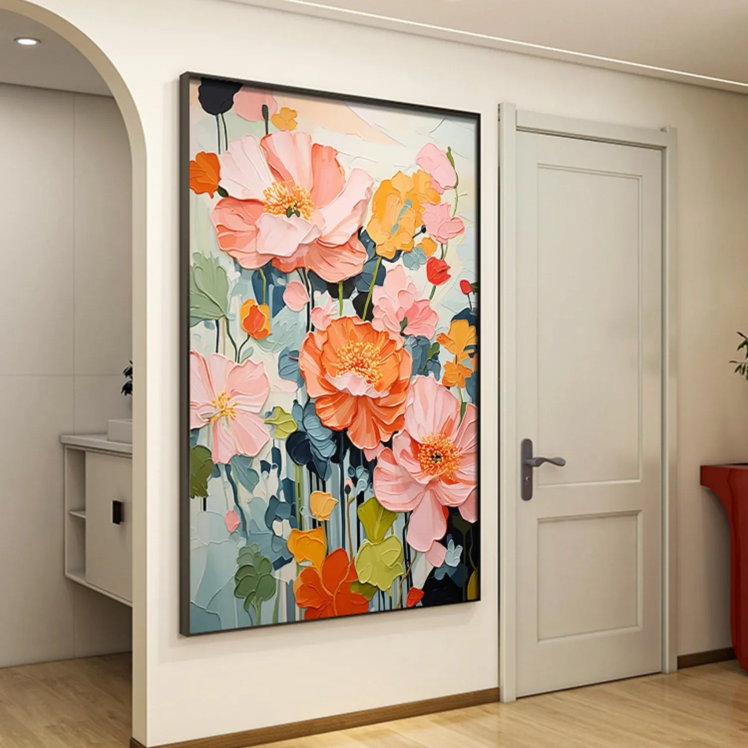 Colorful Flower Textured Painting Canvas #FP020