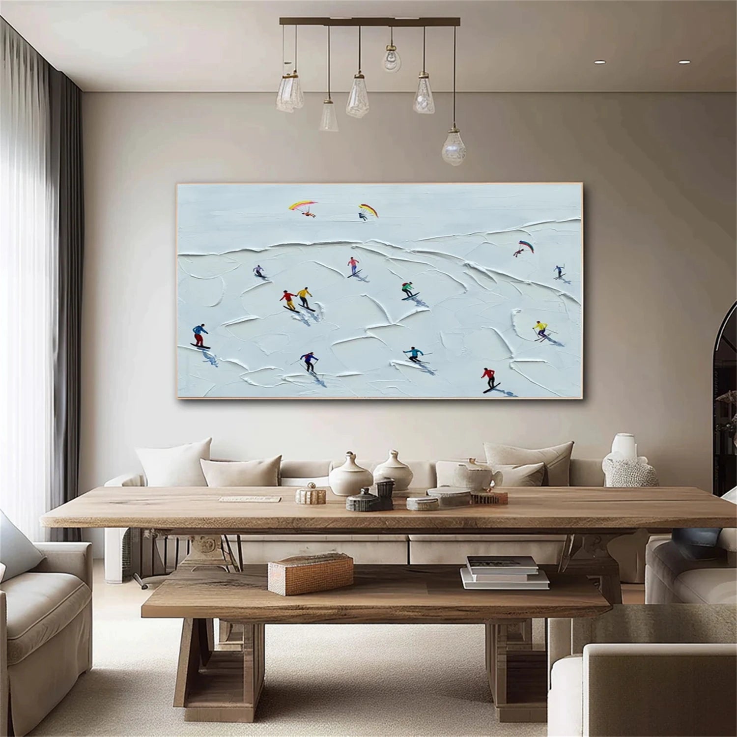 Skiing Sport Textured Wall Art #MS090