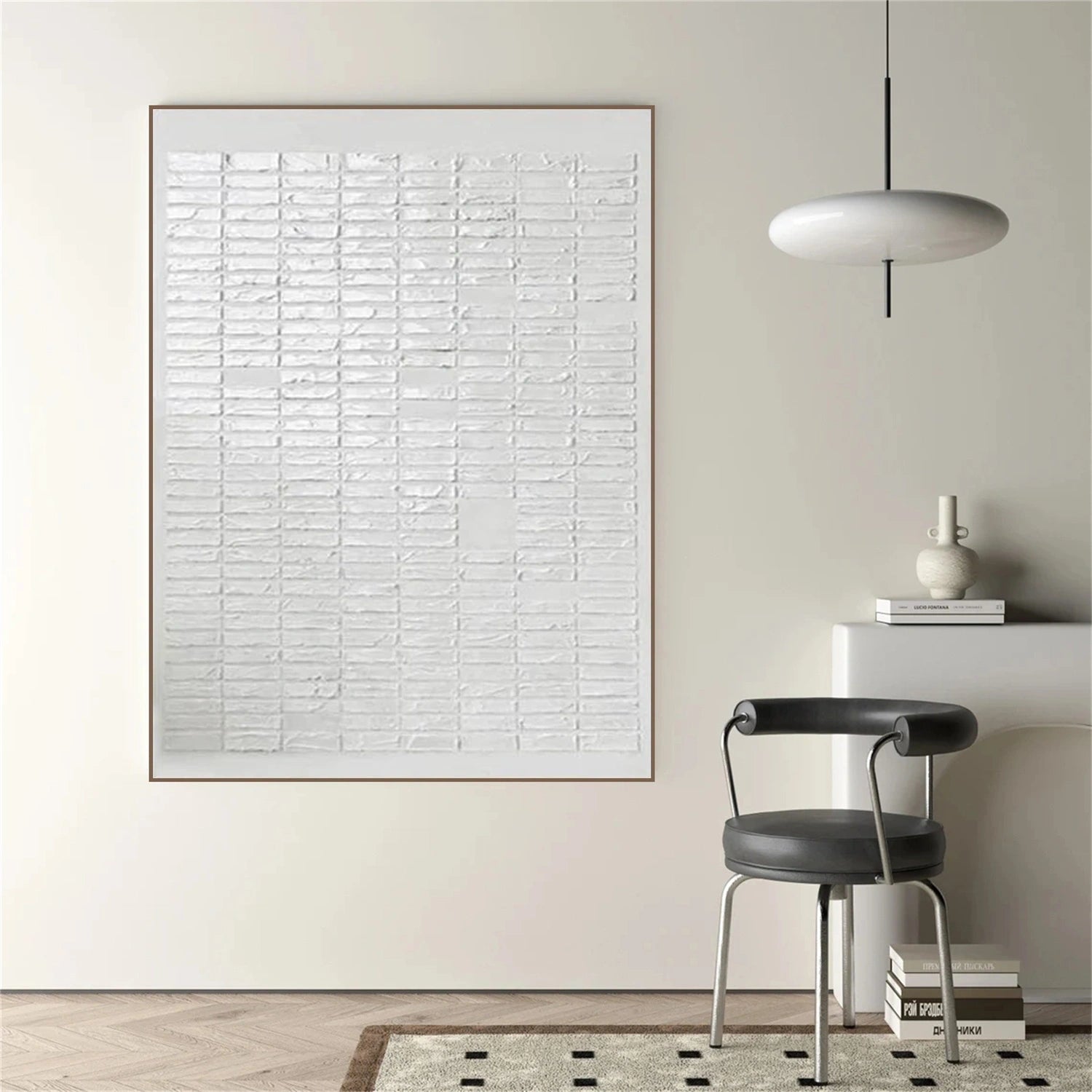 White Minimalist Textured Canvas Art #MT129