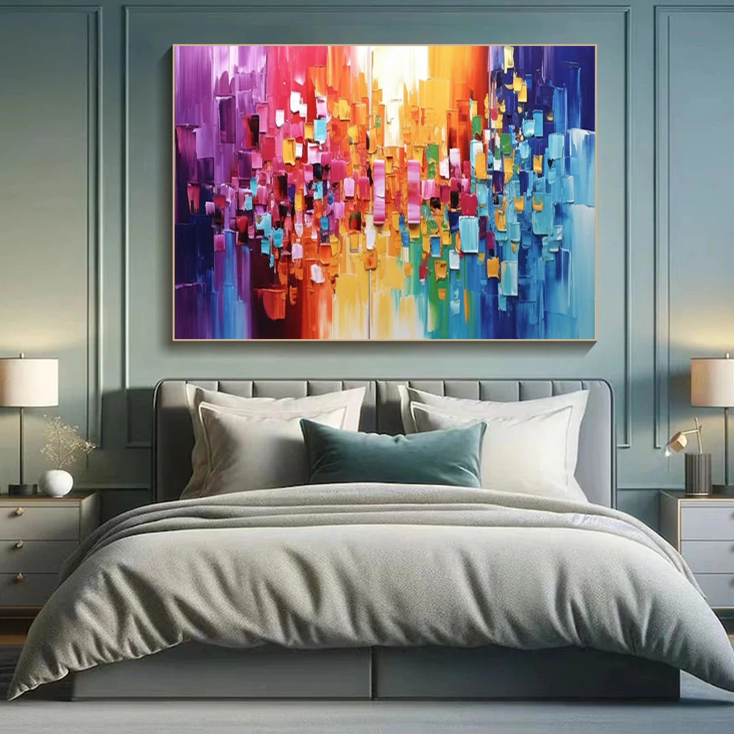 Colorful Abstract Textured Painting Canvas #AT101