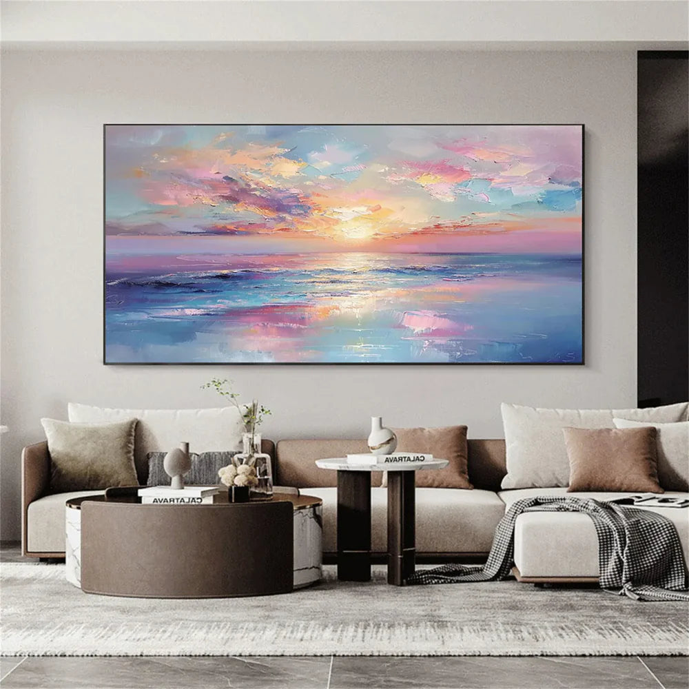 Colorful Ocean And Sky Textured Painting Canvas #OS006