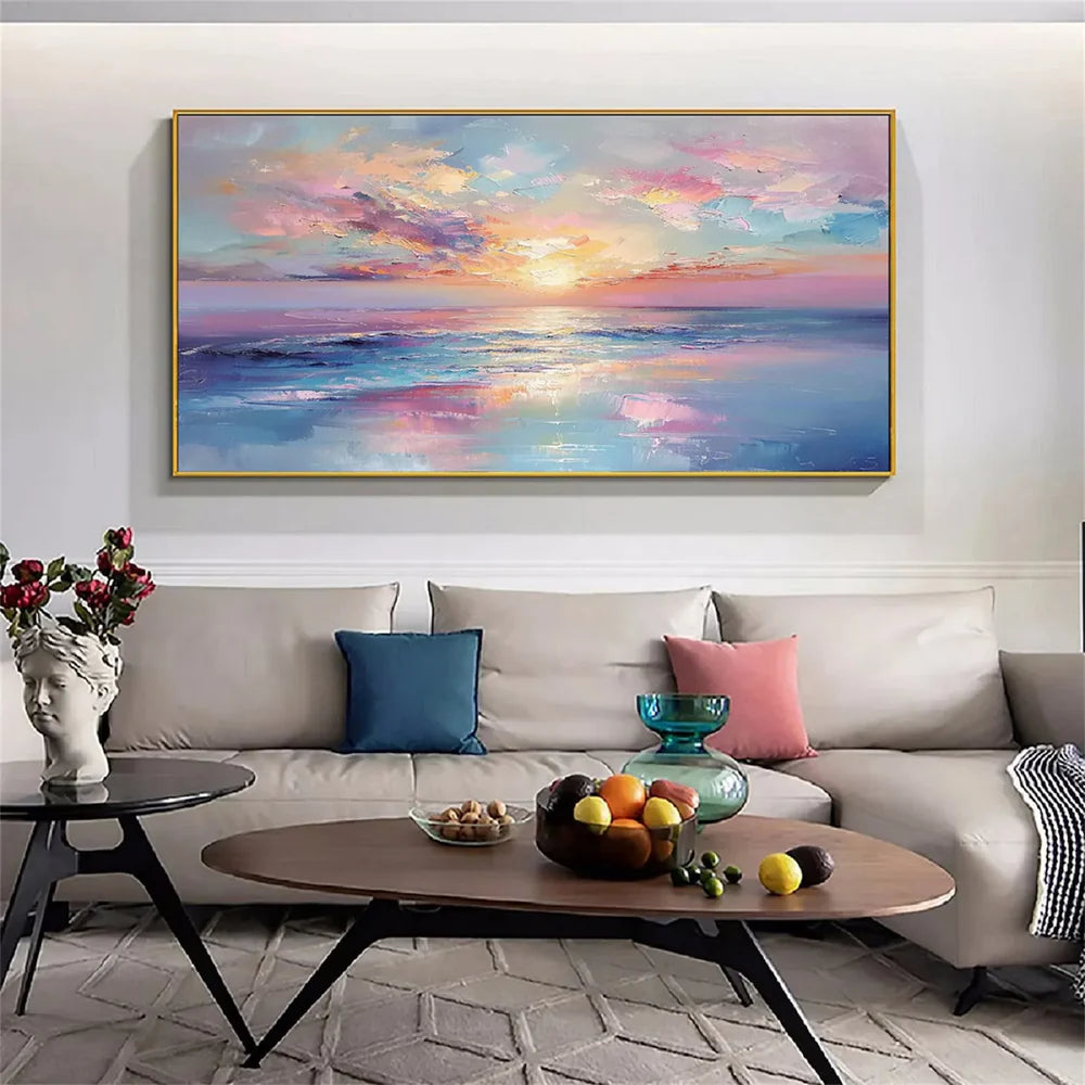 Colorful Ocean And Sky Textured Painting Canvas #OS006