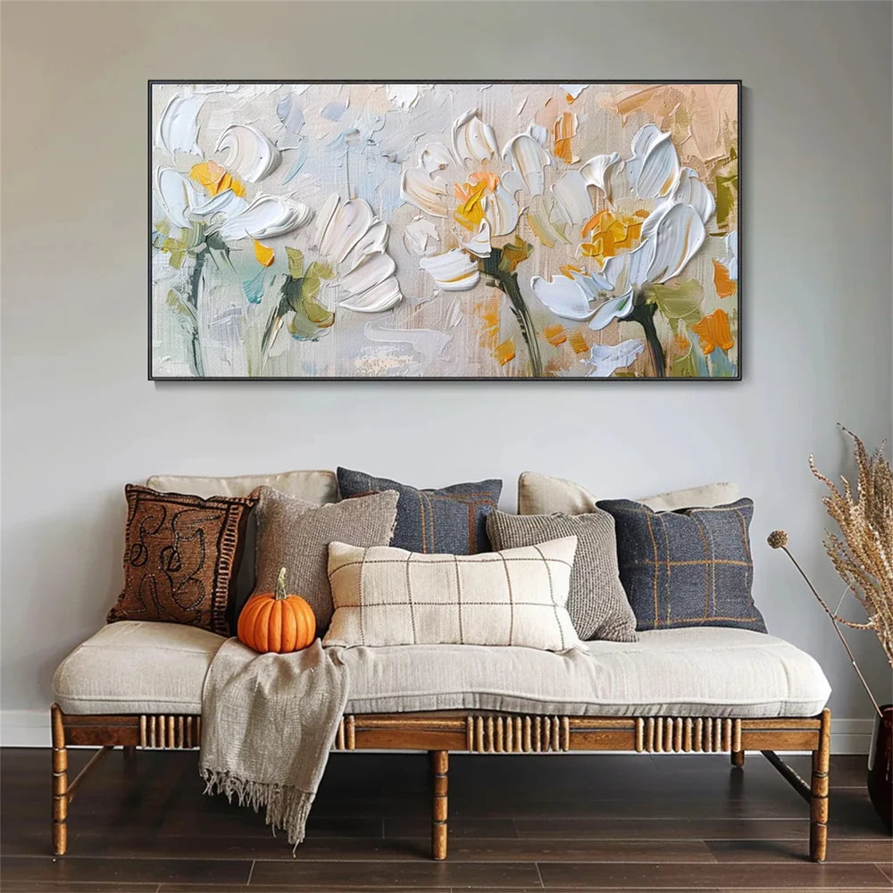 Colorful Flower Textured Painting Canvas #FP045