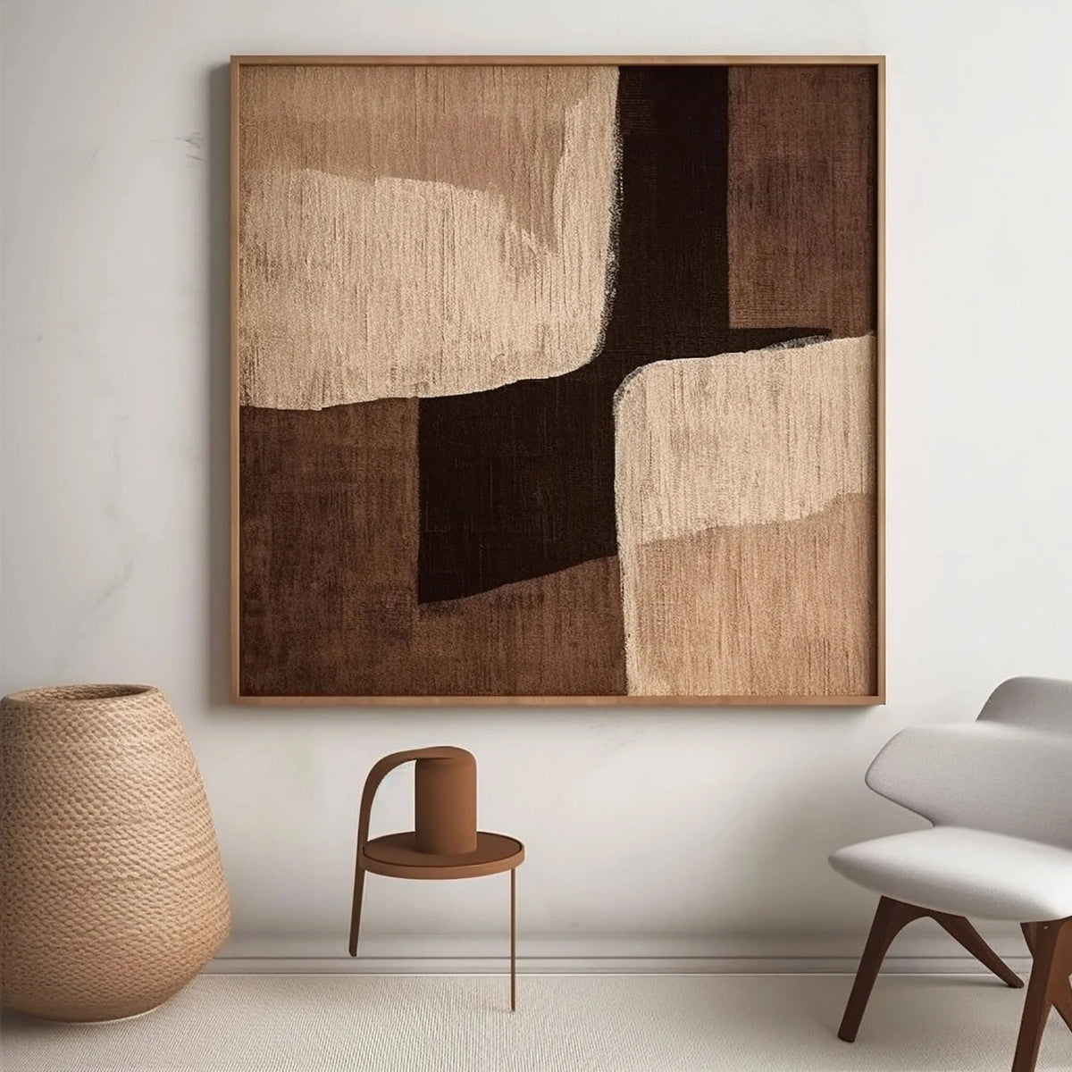 Wabi Sabi Black Beige Abstract Wall Decor Painting on Canvas #AP100