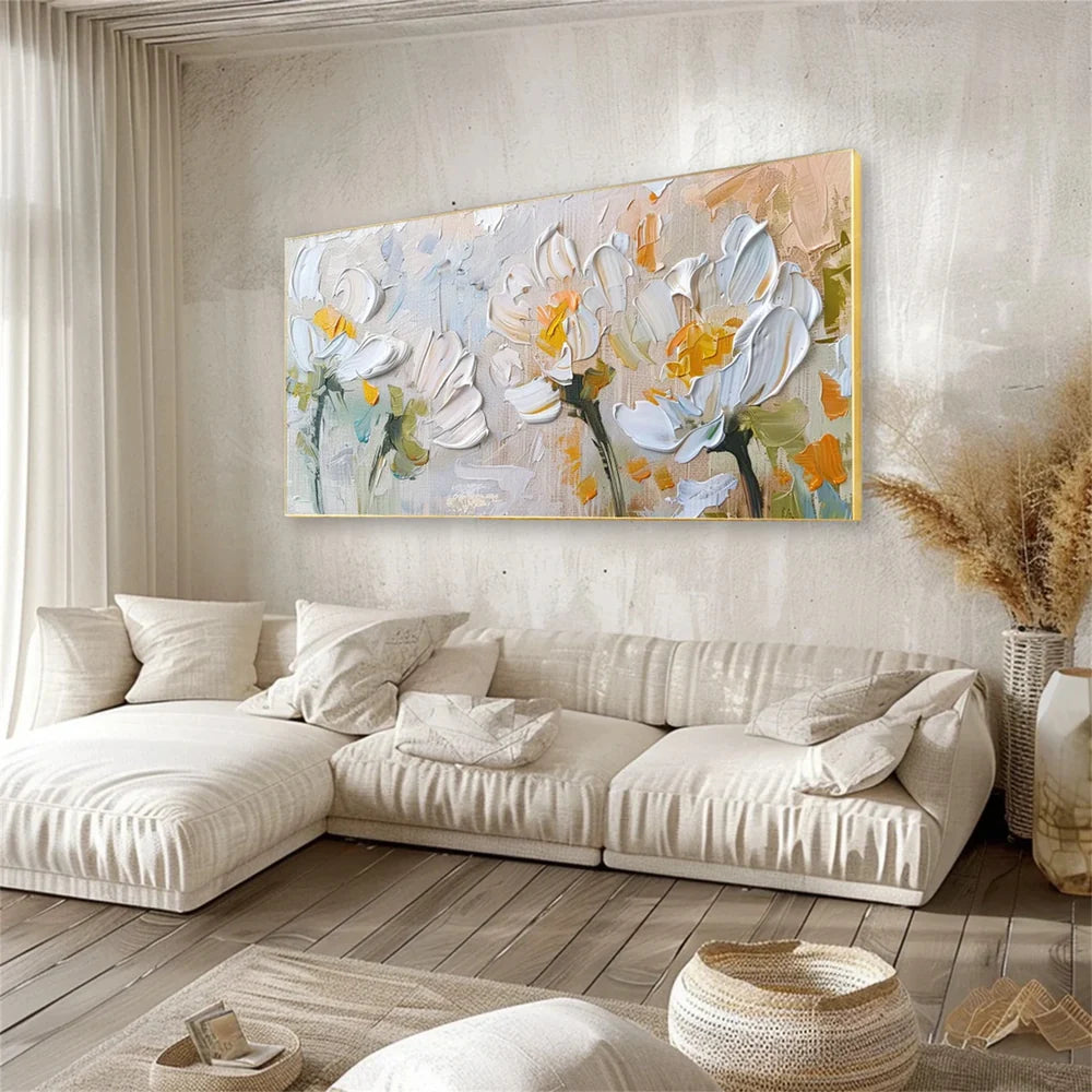 Colorful Flower Textured Painting Canvas #FP045