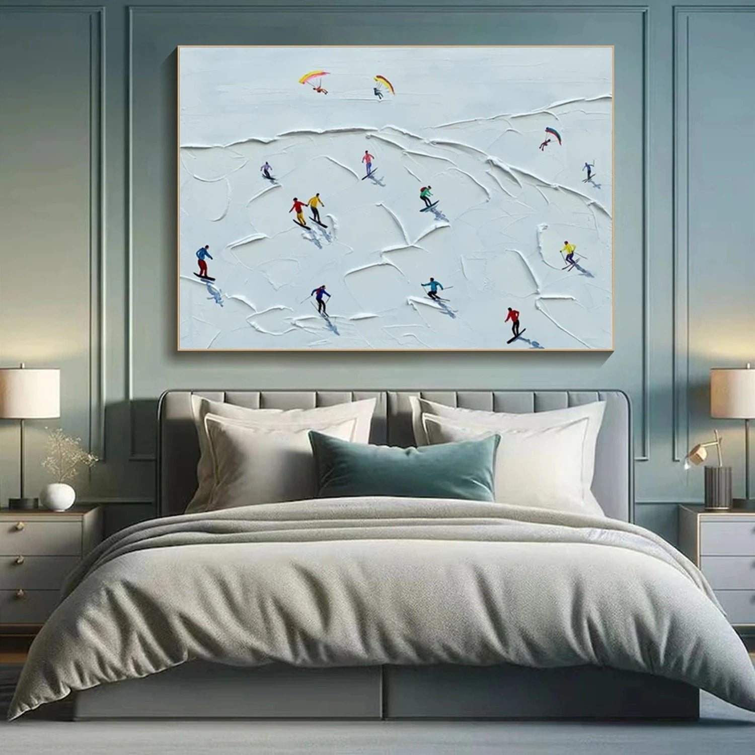 Skiing Sport Textured Wall Art #MS090