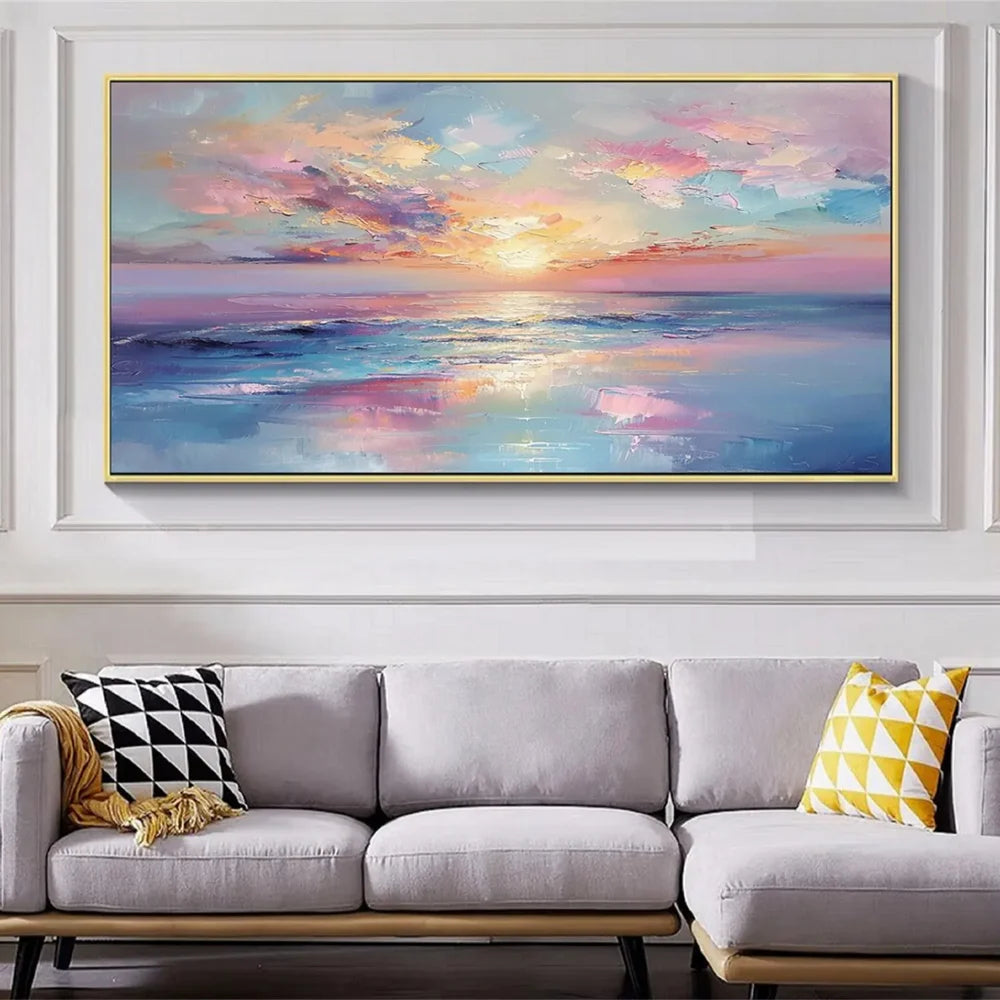 Colorful Ocean And Sky Textured Painting Canvas #OS006