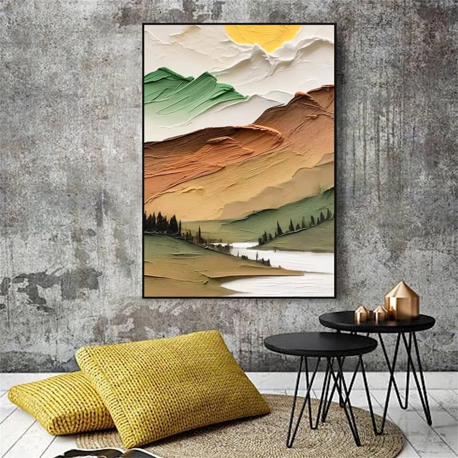 Colorful Mountain Textured Abstract Painting #MT002