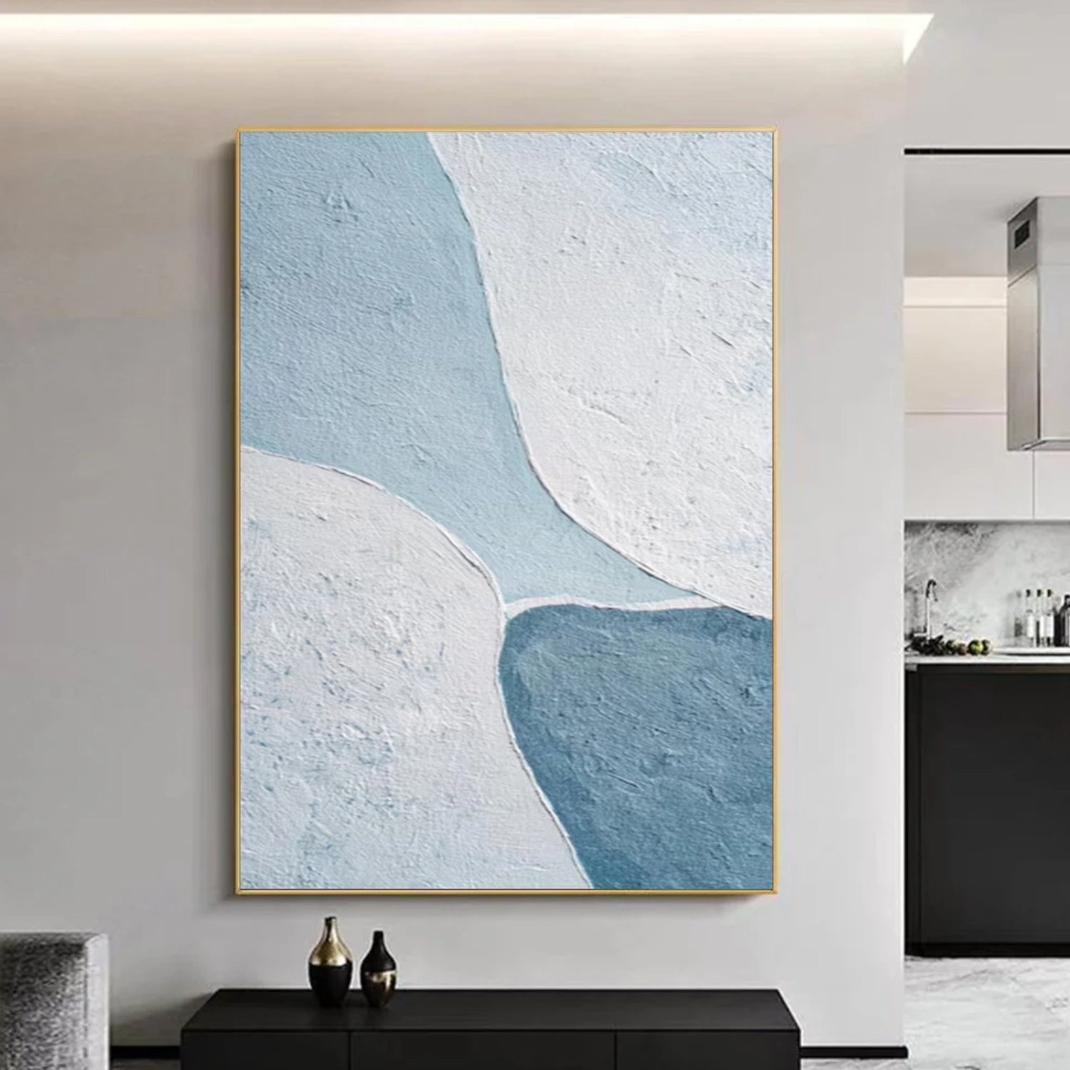 Blue and White Minimalist Canvas Art #MT169