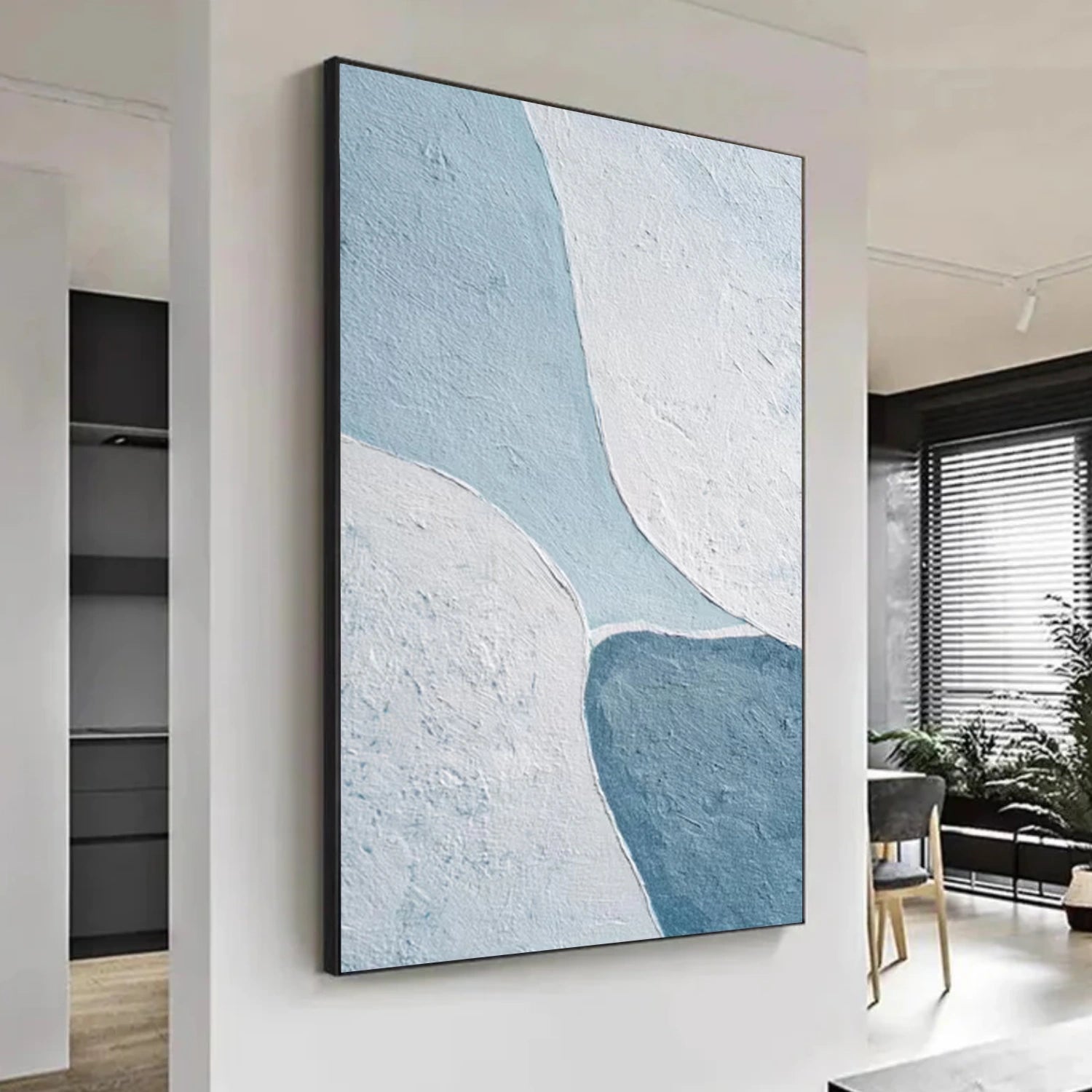 Blue and White Minimalist Canvas Art #MT169