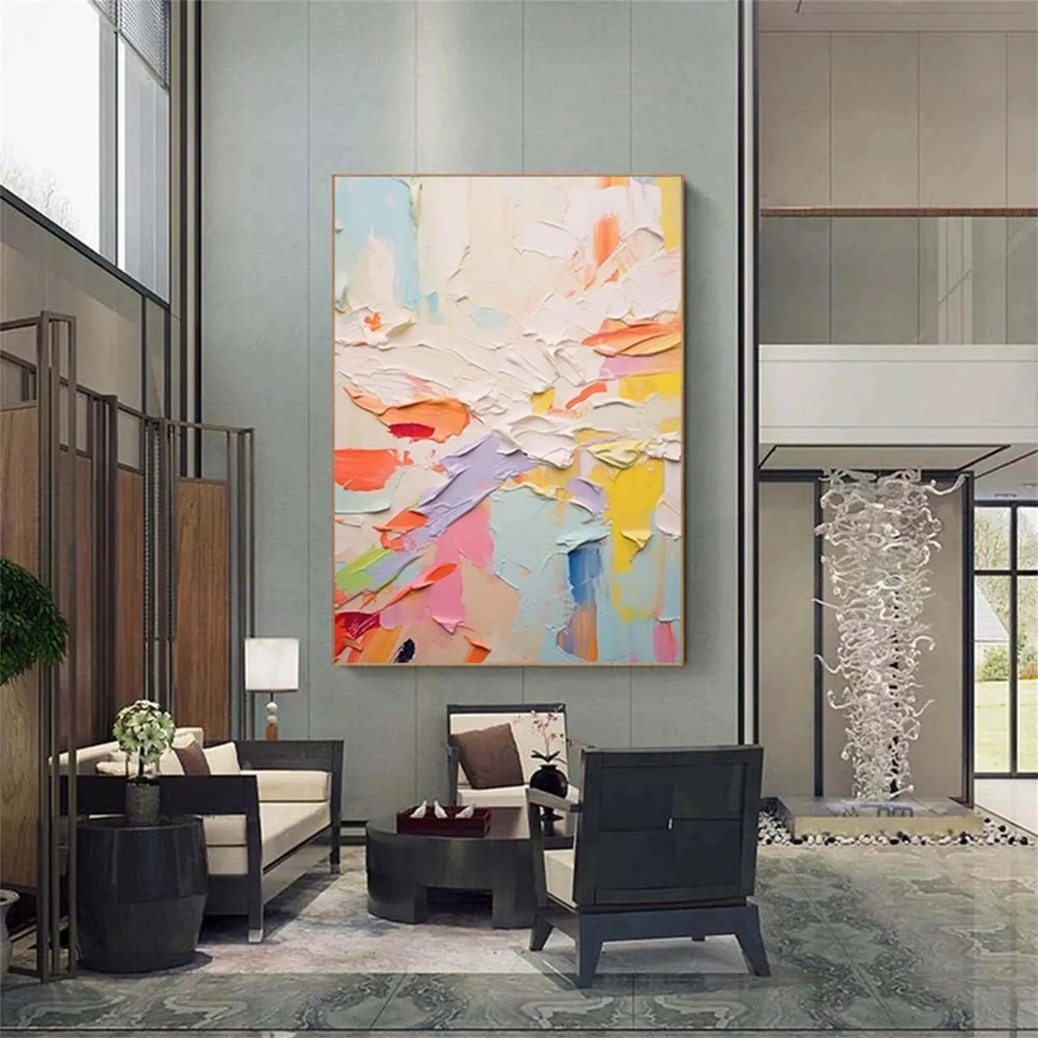 Colorful Abstract Textured Painting Canvas #AT007