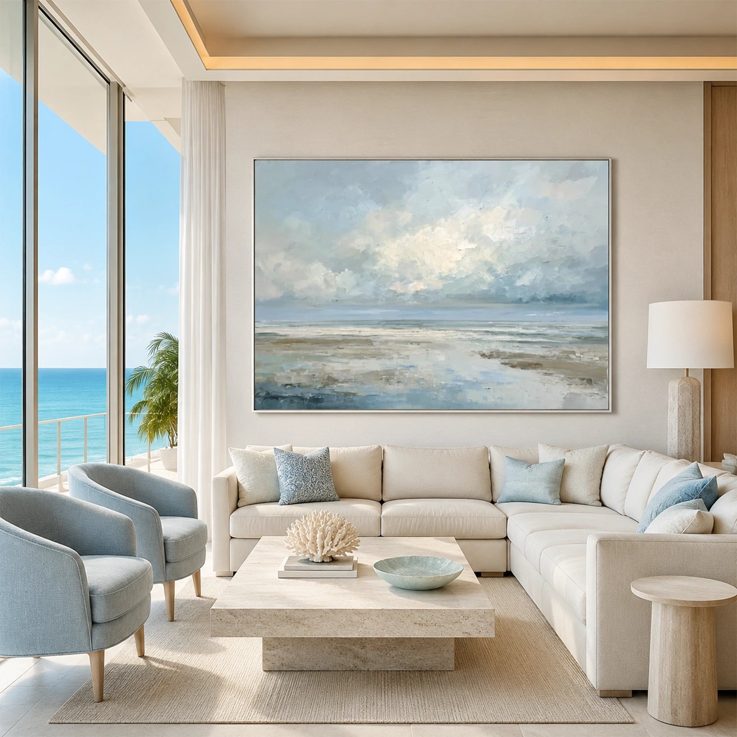 Ocean And Sky Abstract Textured Wall Art #OS184