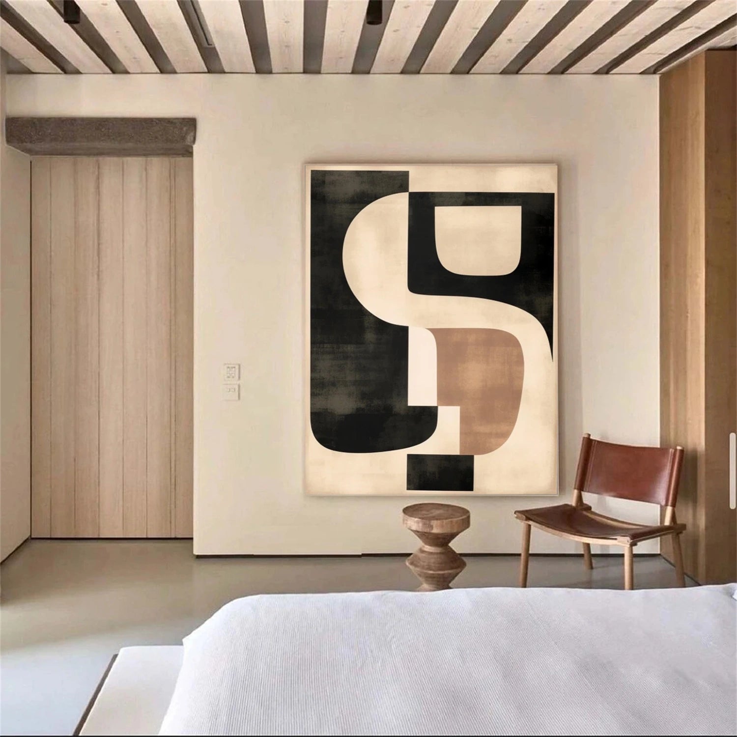 Black and Beige Wabi Sabi Canvas Art #WS051