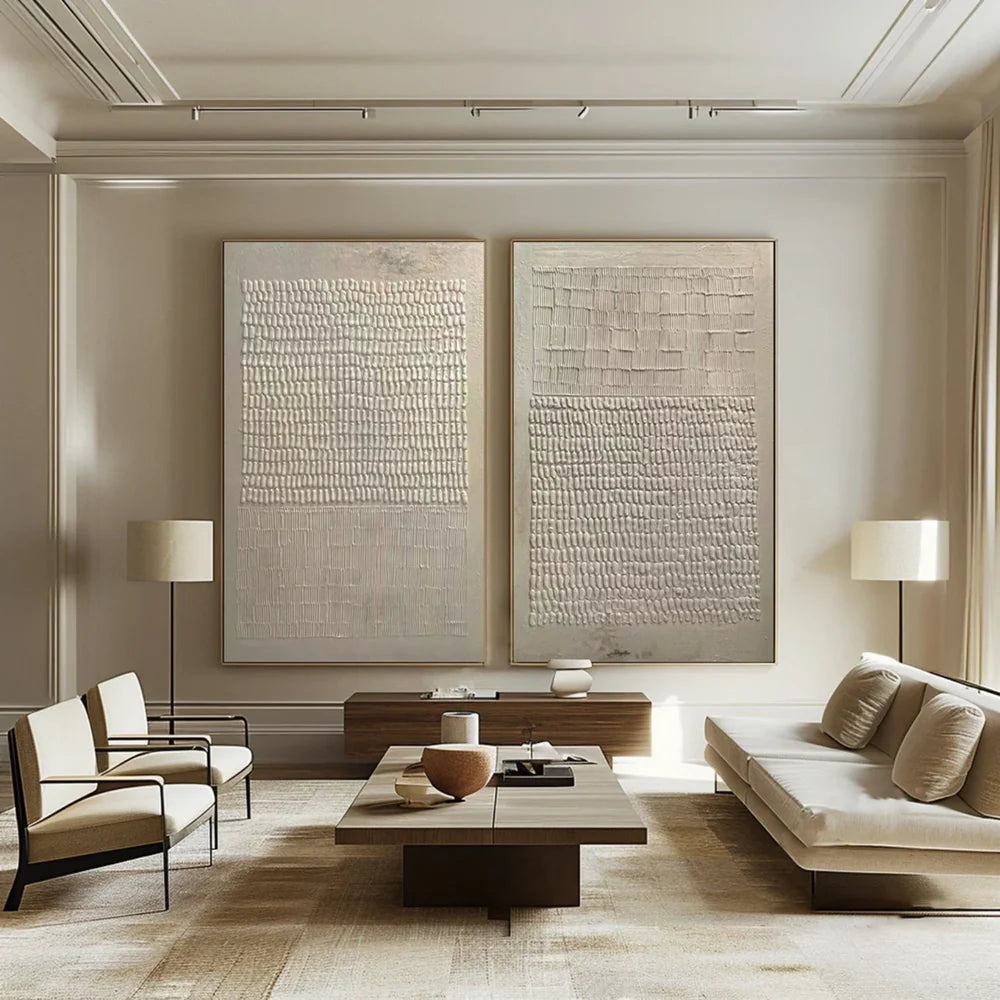 Beige Wabi Sabi Texture Canvas Art Set of 2 #WS045