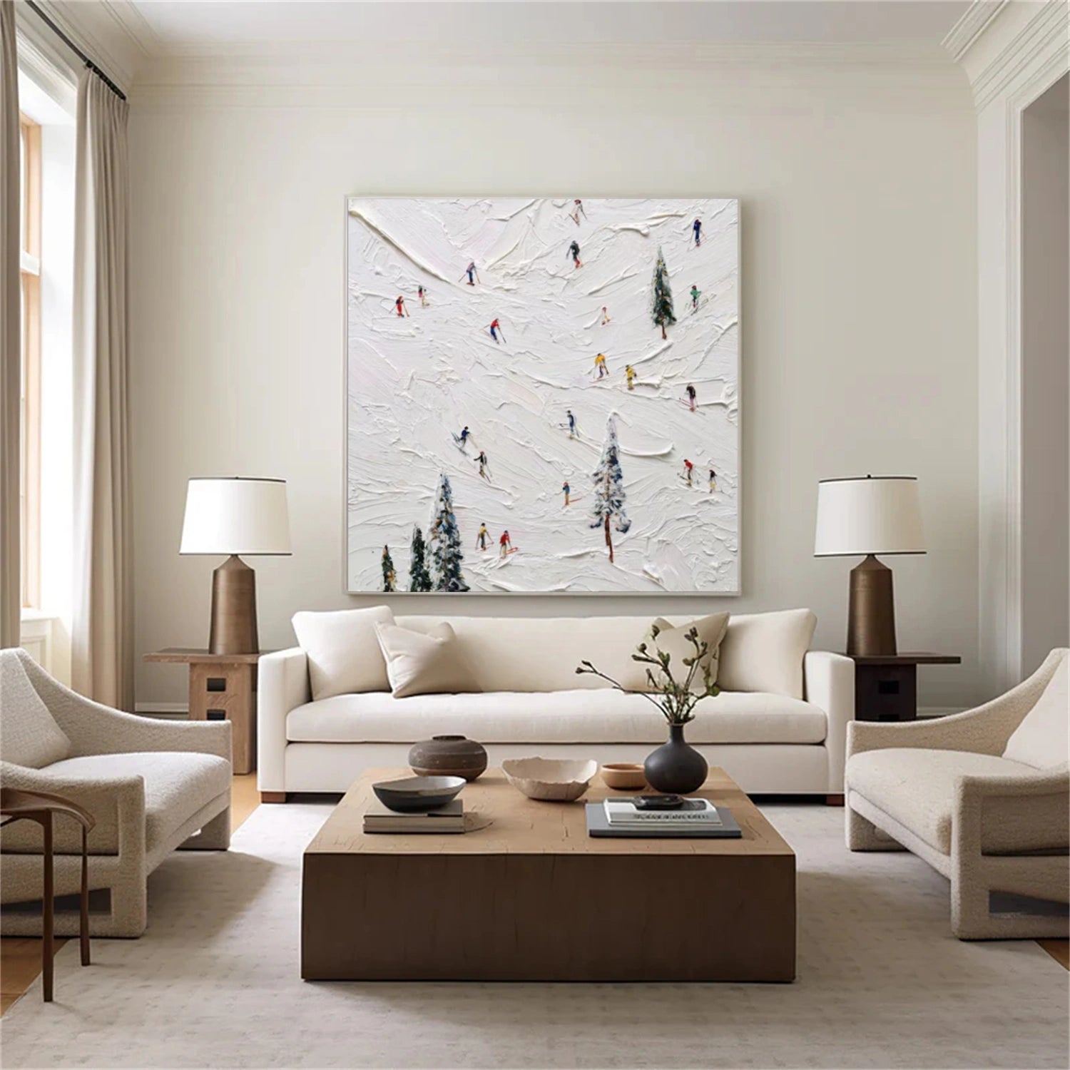 Skiing Sport Textured Wall Art #MS049