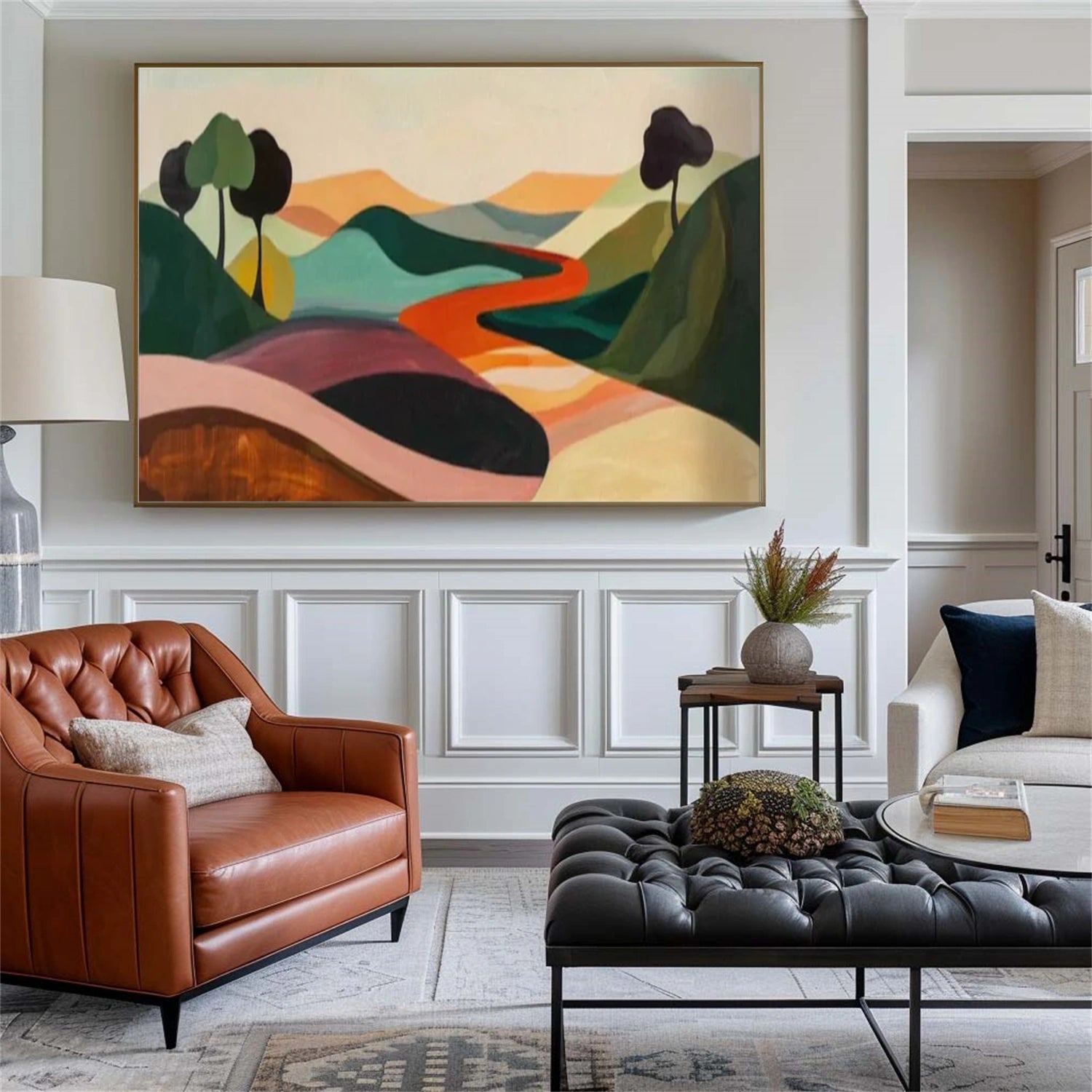 Colorful Abstract Mountain Canvas Art #MO019