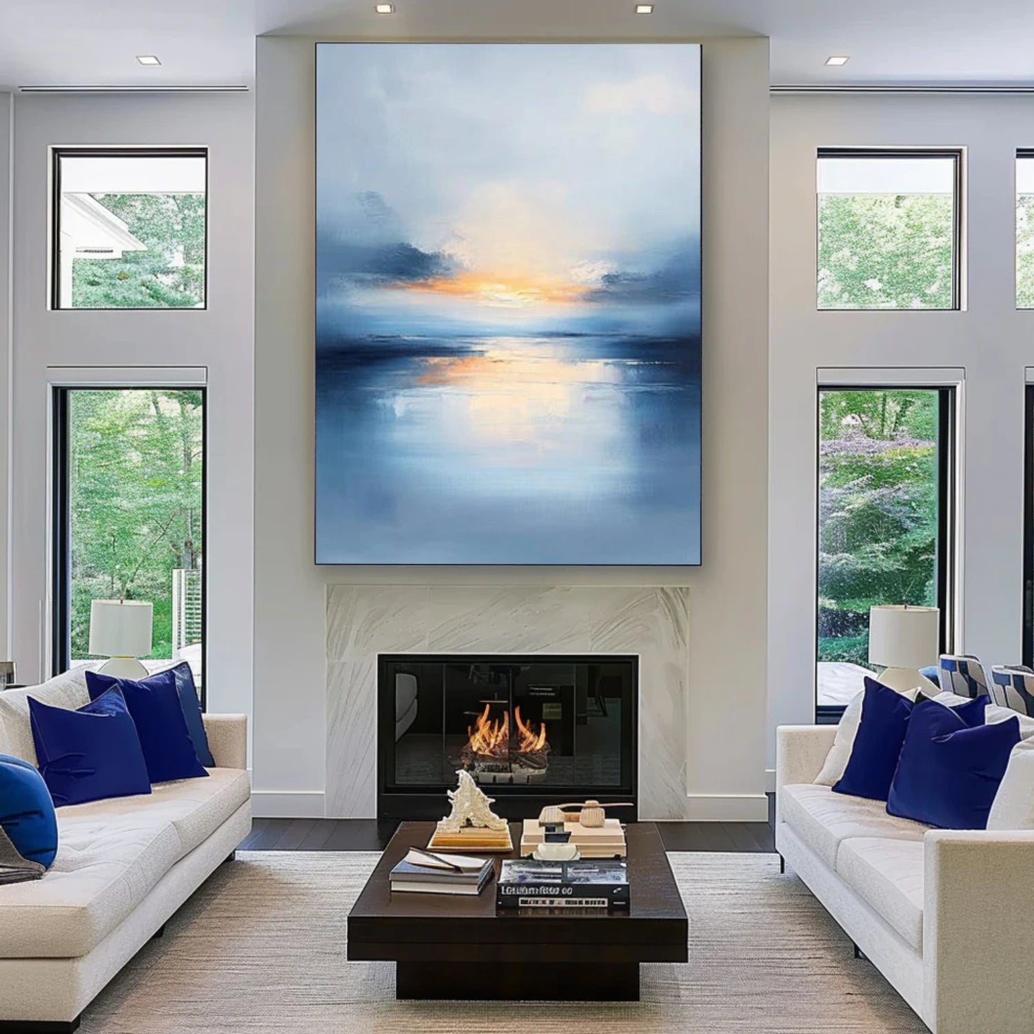 Ocean And Sky Abstract Textured Wall Art #OS143
