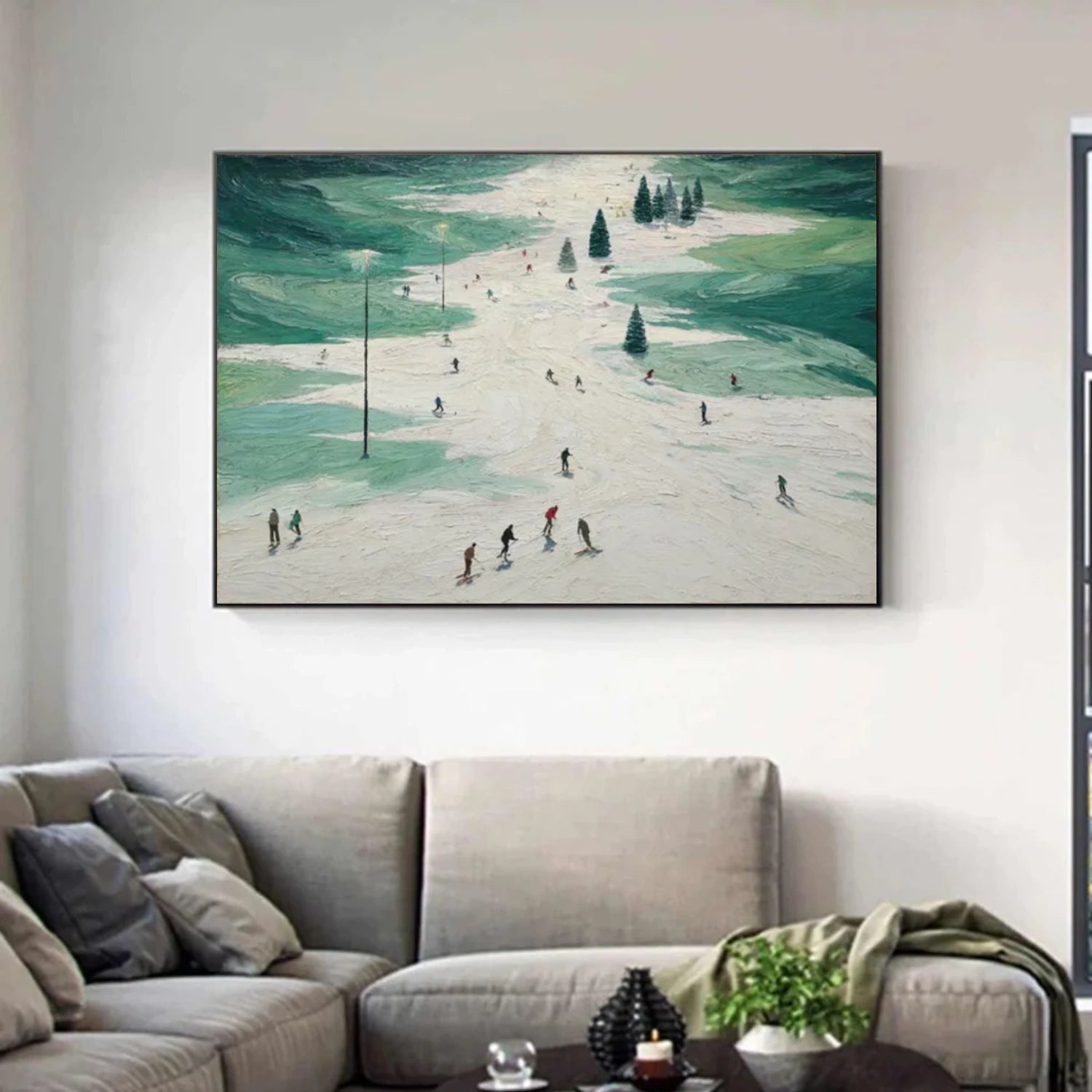Skiing Sport Textured Wall Art #MS050
