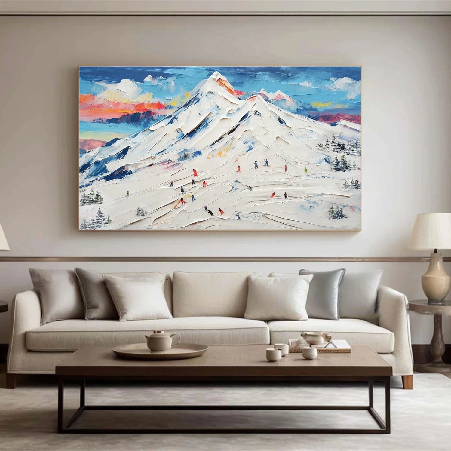 Skiing Sport Textured Wall Art #MS076