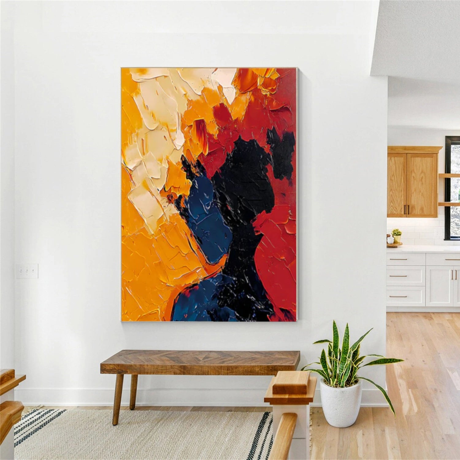 Abstract Portrait Textured Canvas Art #AE042