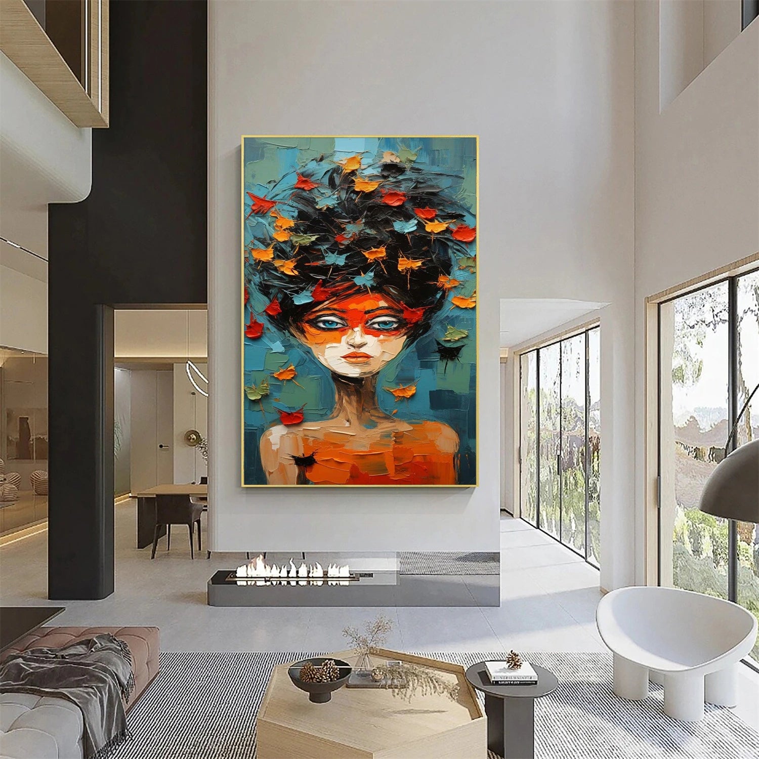 Abstract Portrait Textured Canvas Art #AE038