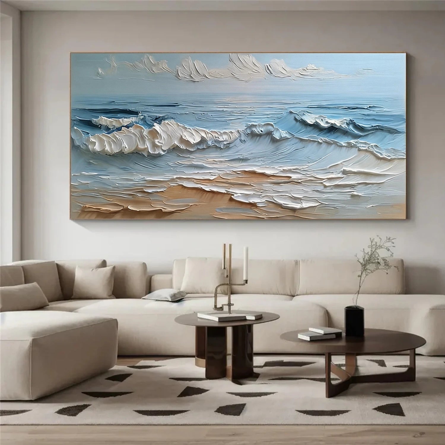 Ocean And Sky Abstract Textured Wall Art #OS154