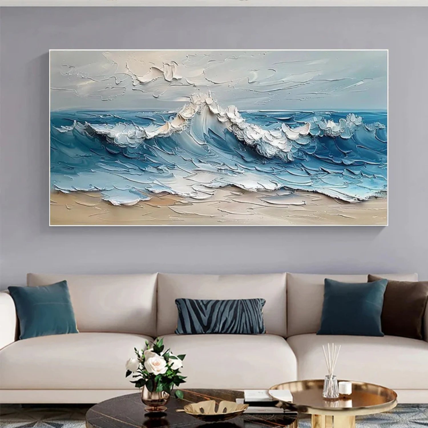 Ocean And Sky Abstract Textured Wall Art #OS074