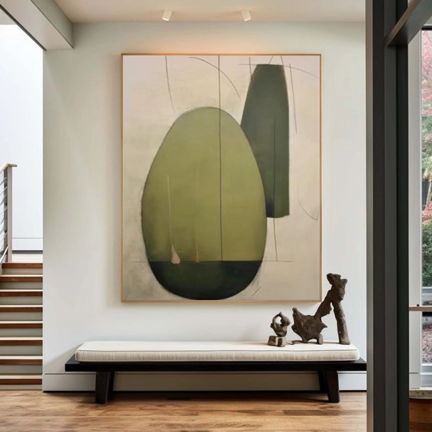 Green Abstract Canvas Wall Art #AP356