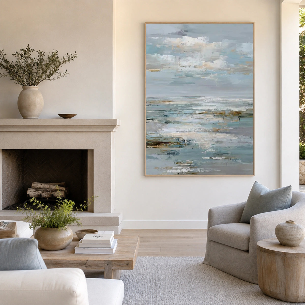 Ocean And Sky Abstract Textured Wall Art #OS202