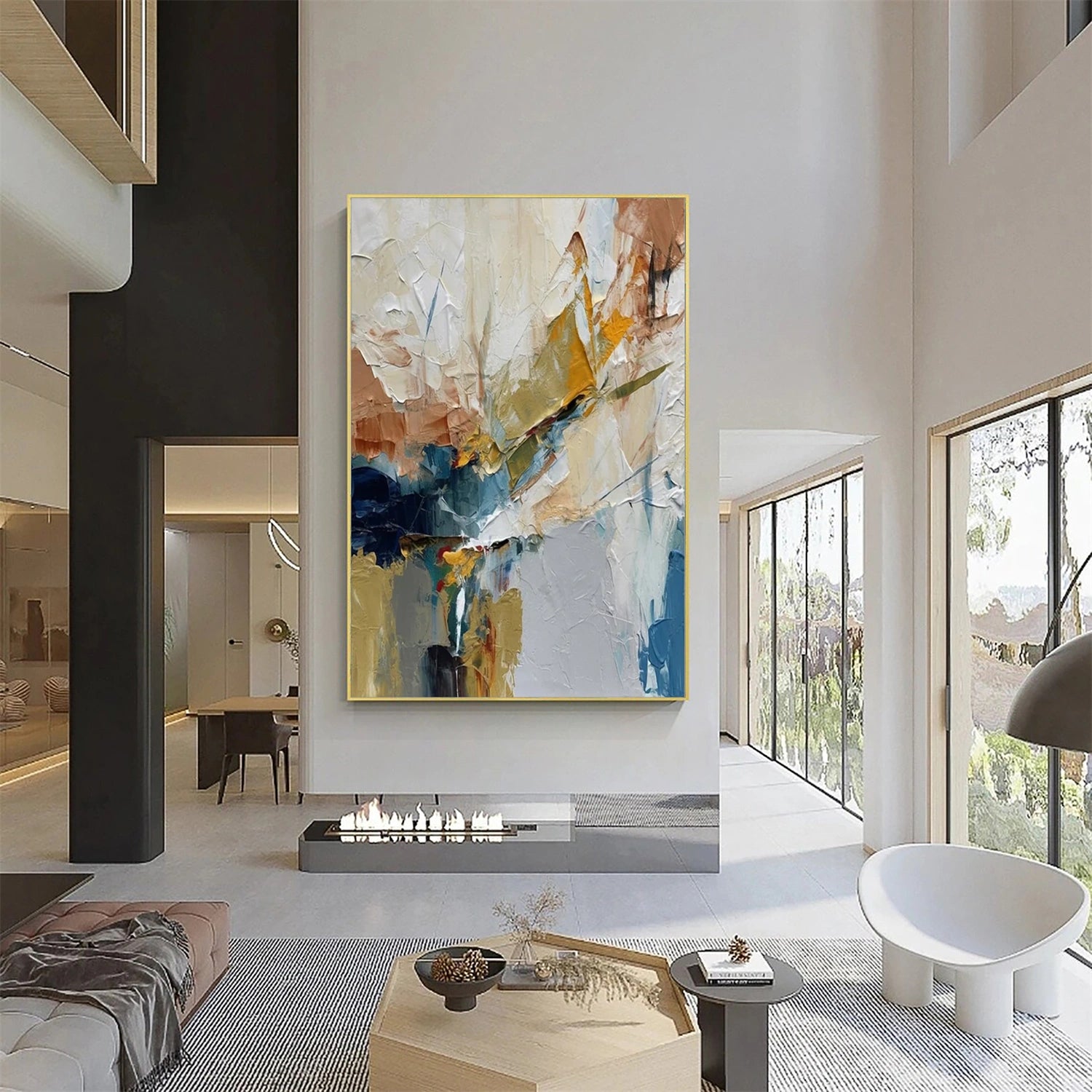 Colorful Abstract Textured Painting Canvas #AT093