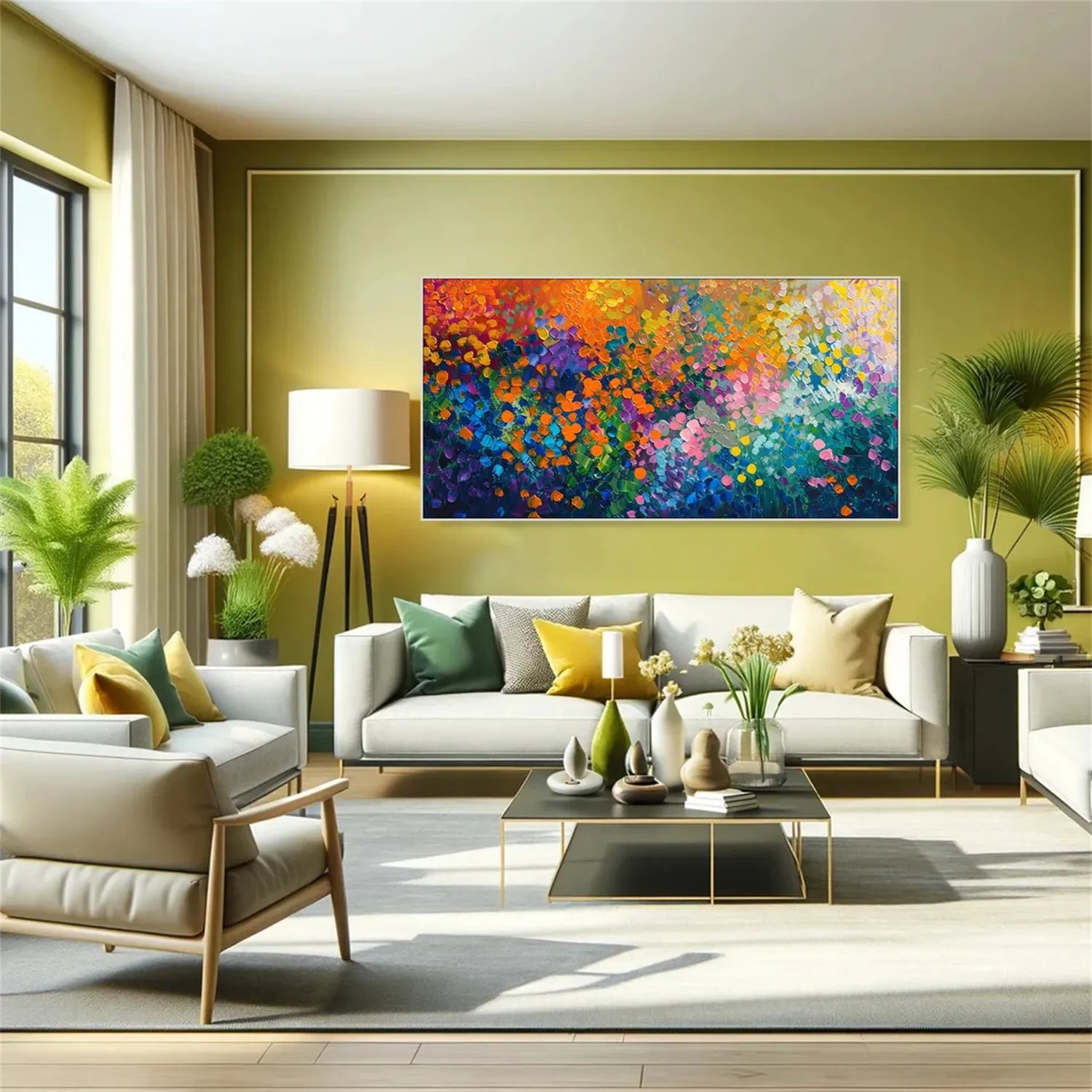 Colorful Abstract Textured Painting Canvas #AT045