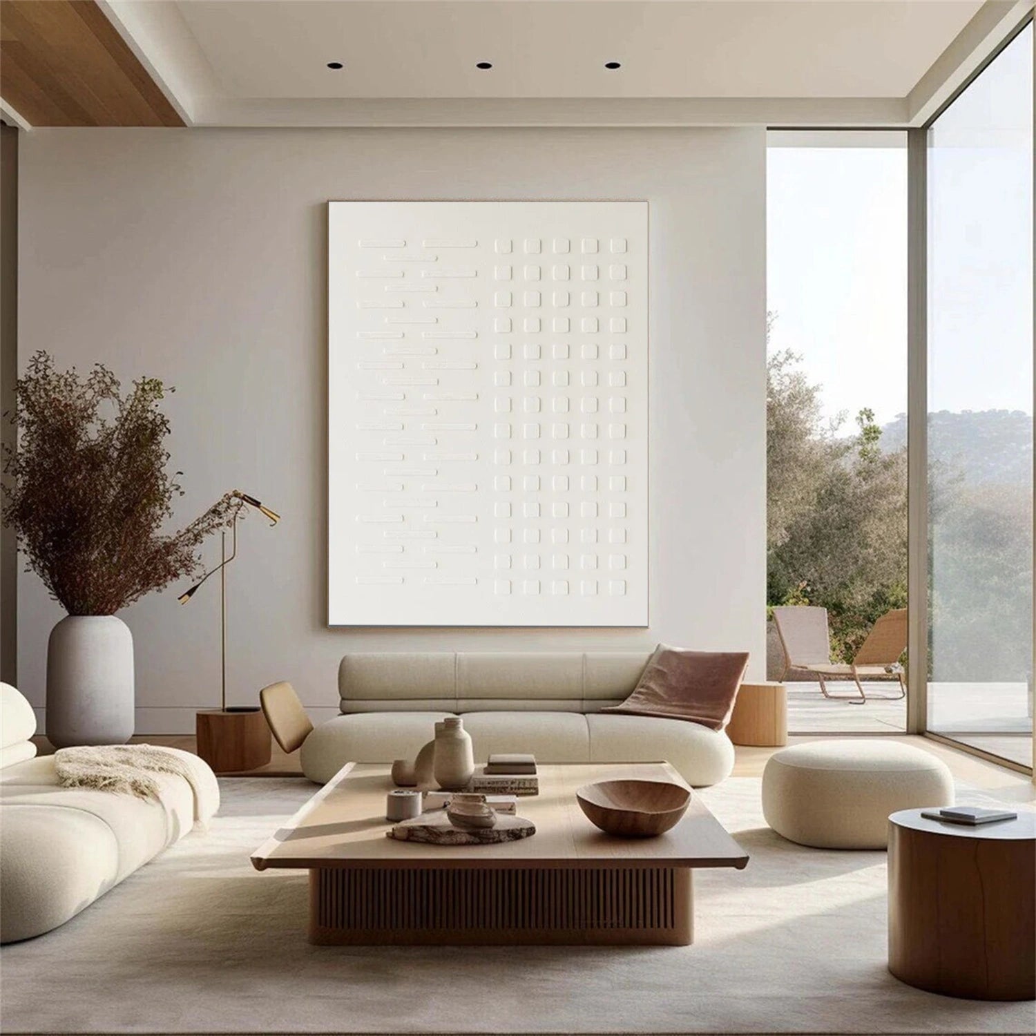 White Minimalist Textured Canvas Art #MT190