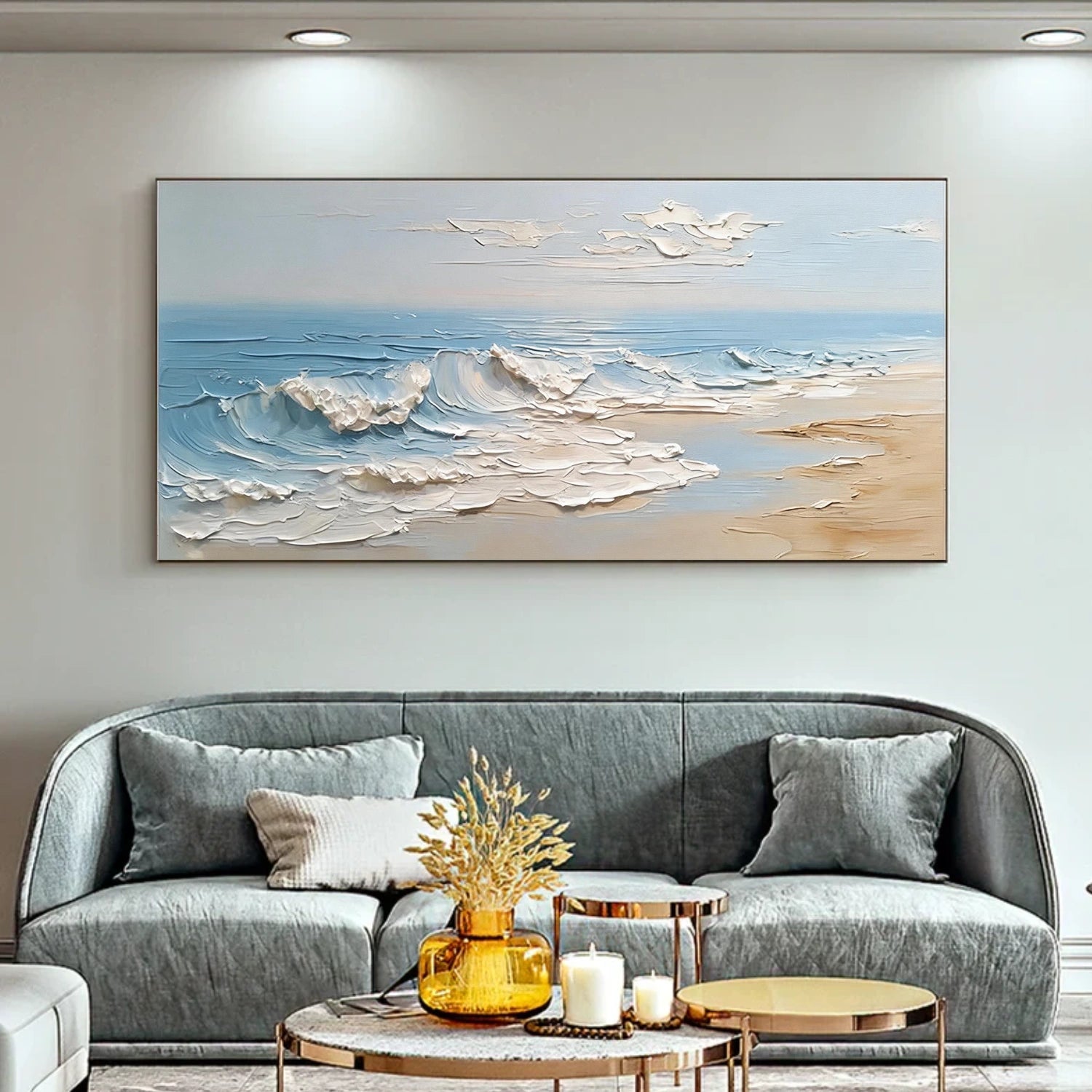 Ocean And Sky Abstract Textured Wall Art #OS155