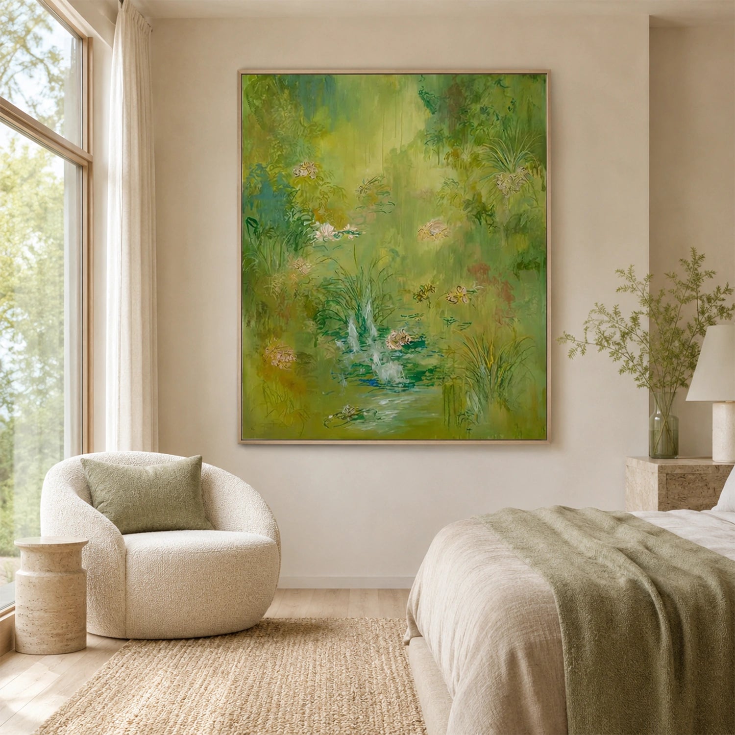 Green Flower Abstract Wall Art #FP208
