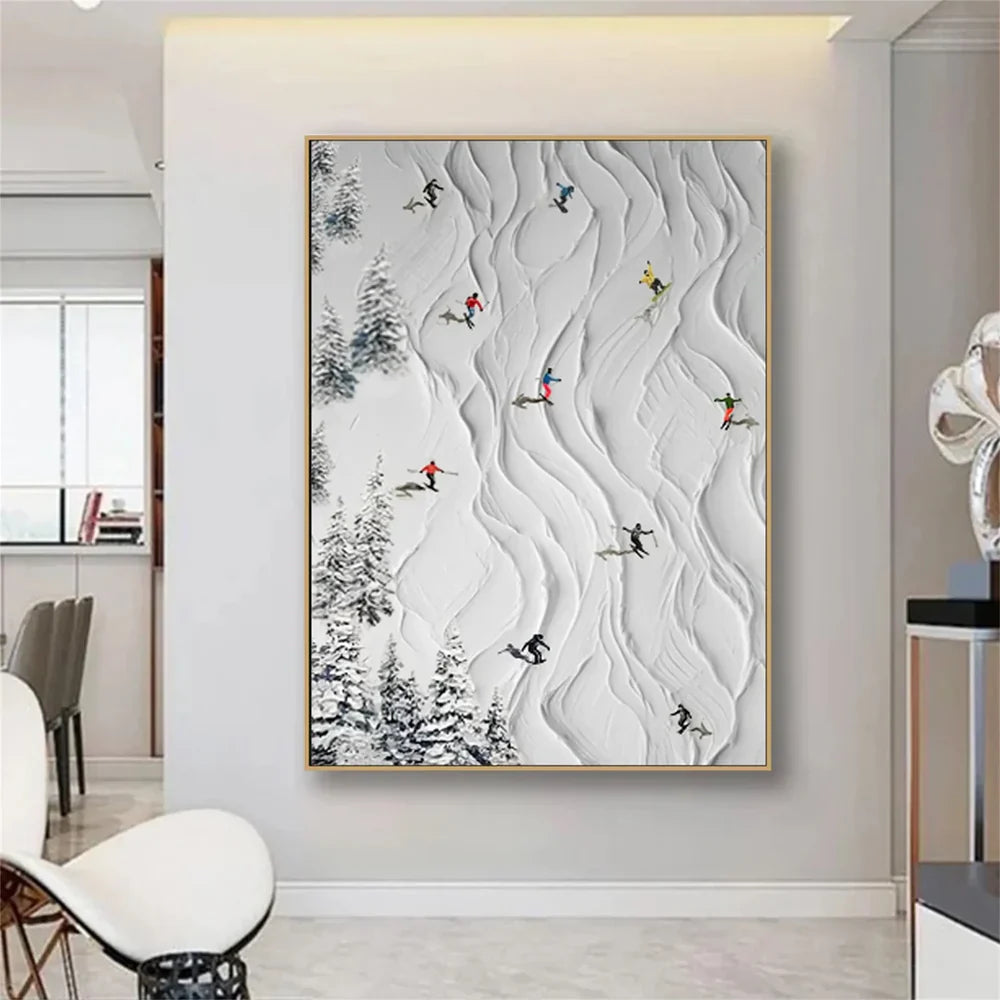 Skiing Sports Textured Painting Canvas #MS004