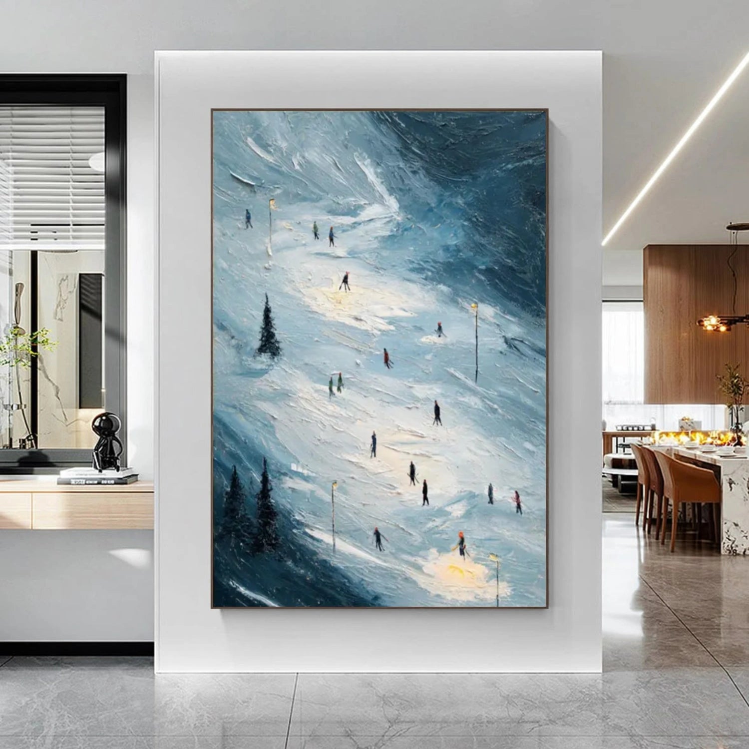 Skiing Sport Textured Wall Art #MS044
