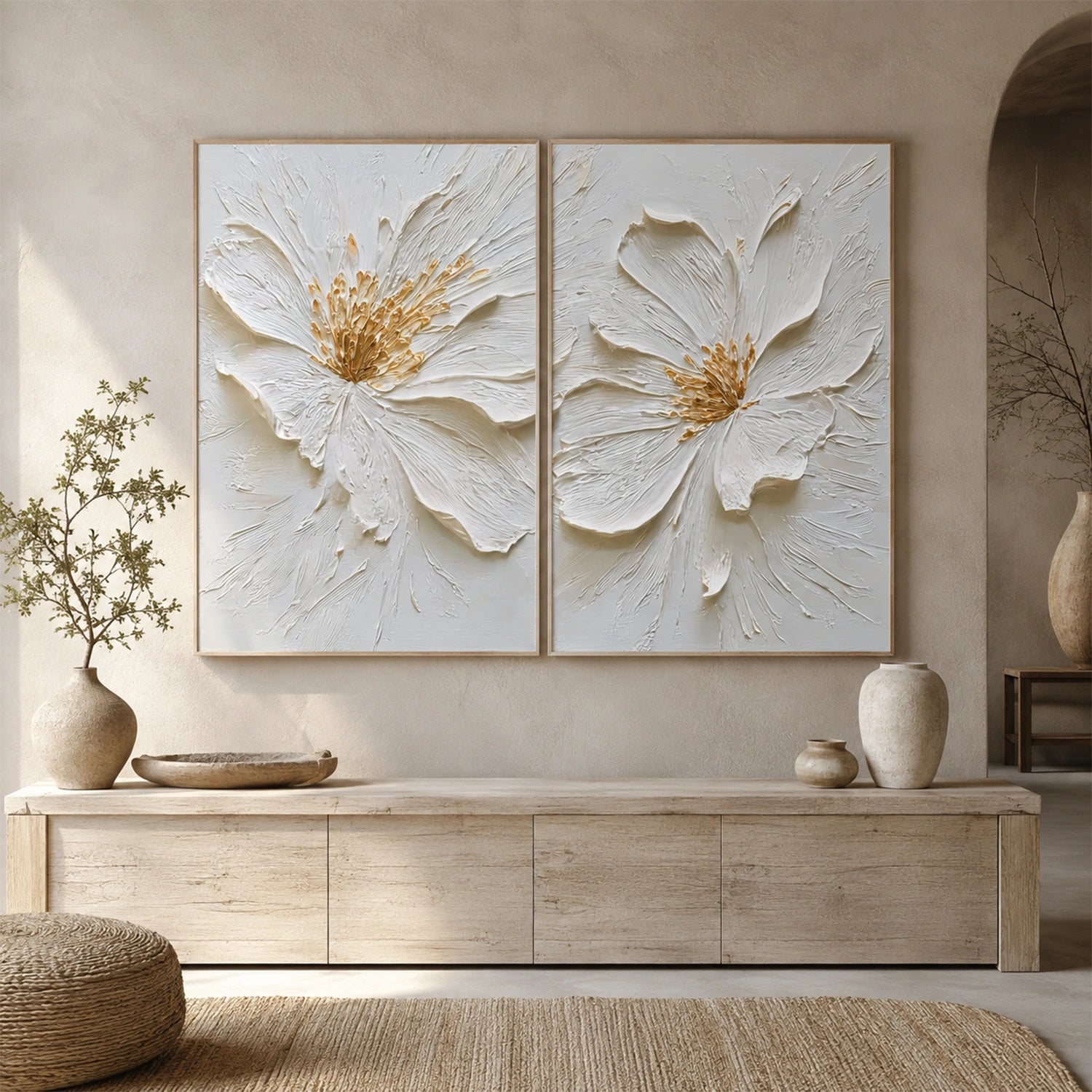 Flower Abstract Textured Wall Art Set of 2 #FP197