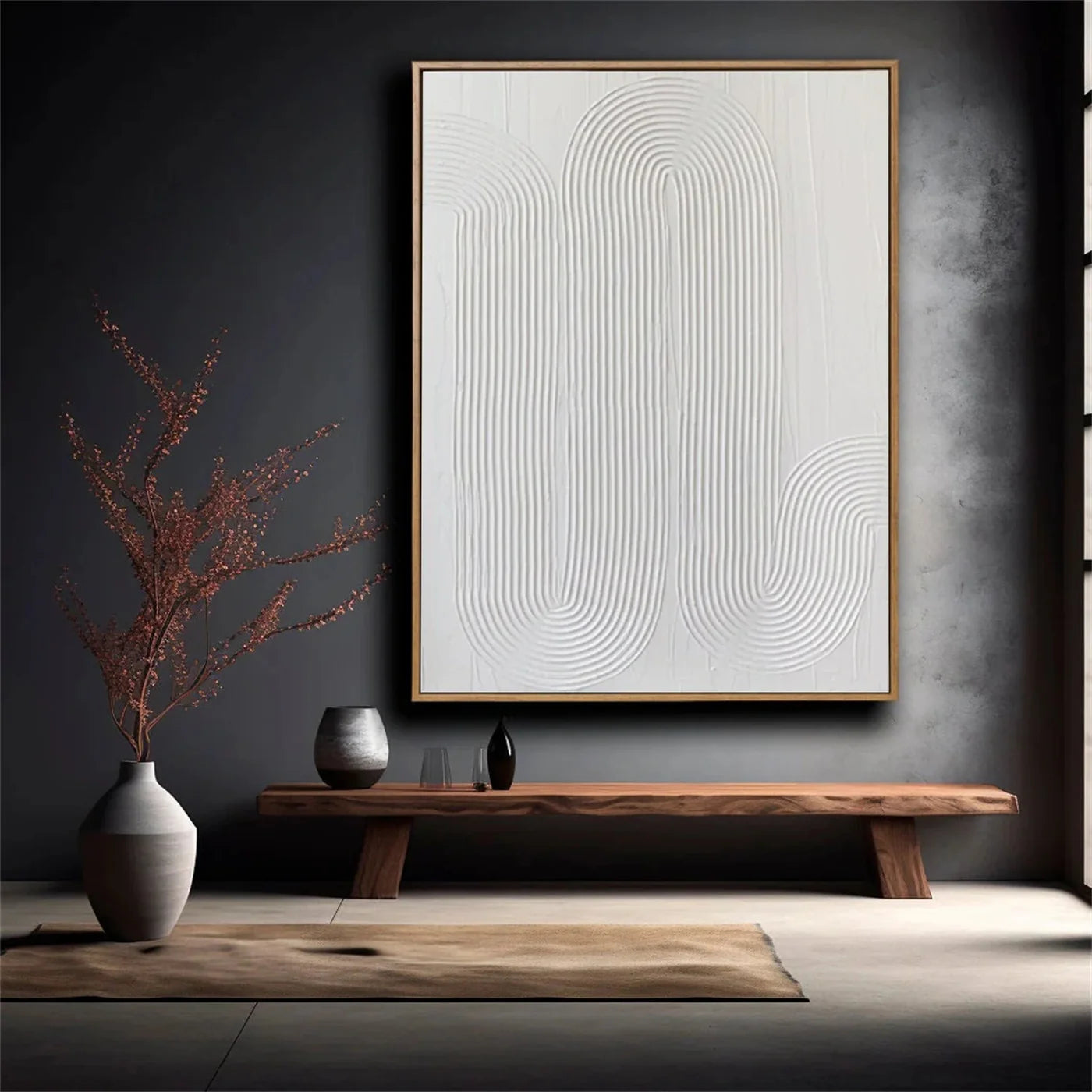 White Minimalist Textured Canvas #MT109