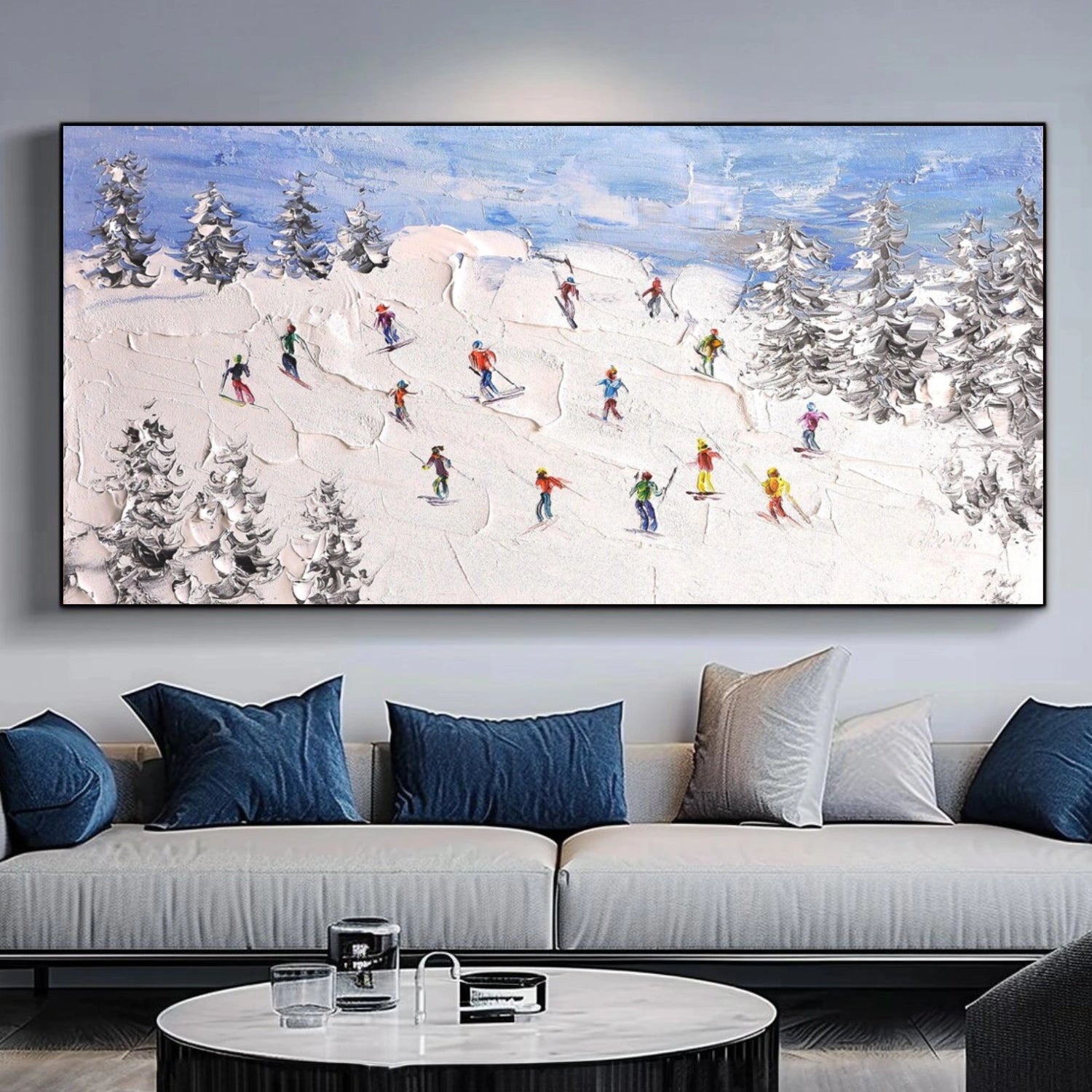 Skiing Sport Textured Wall Art #MS060