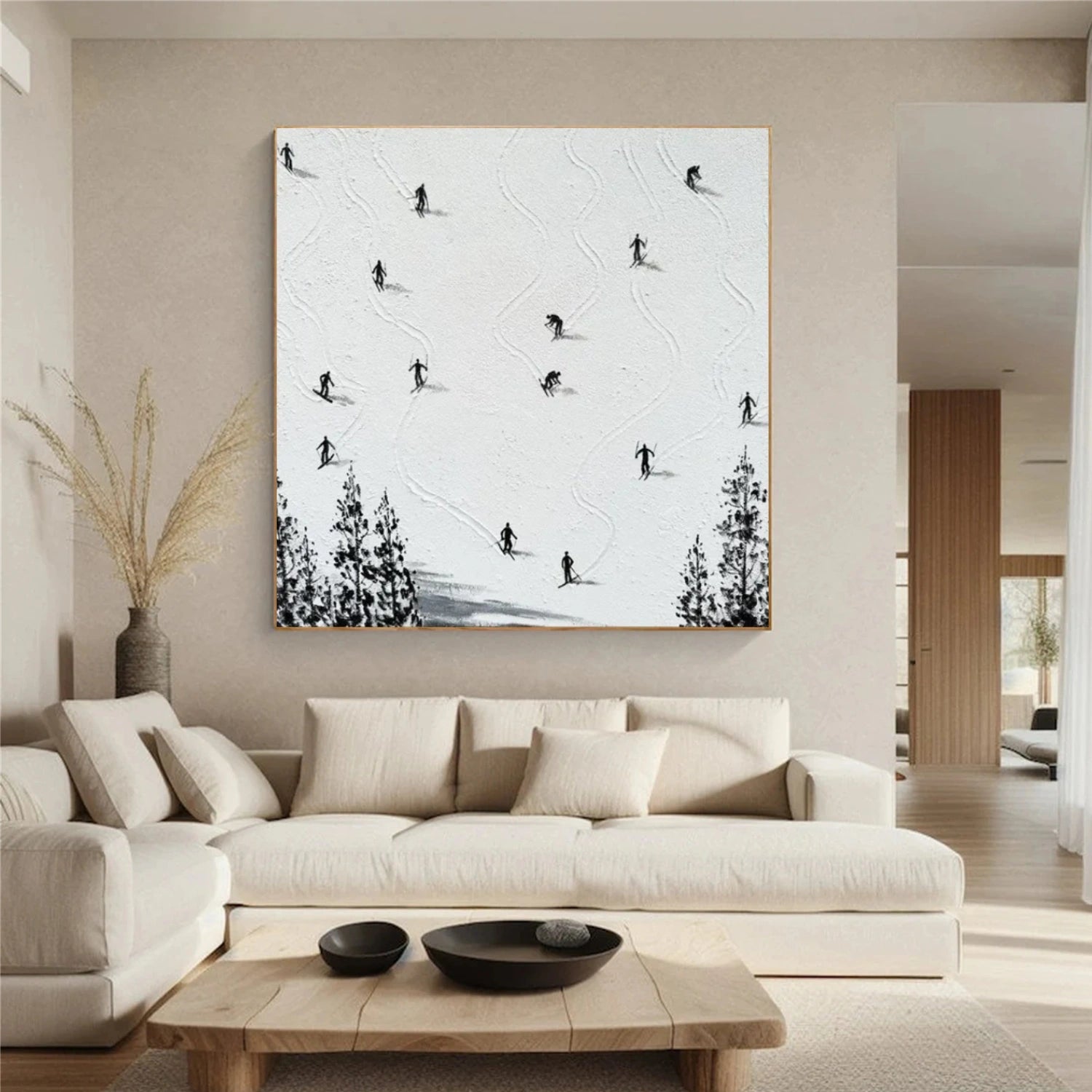 Skiing Sport Textured Wall Art #MS070