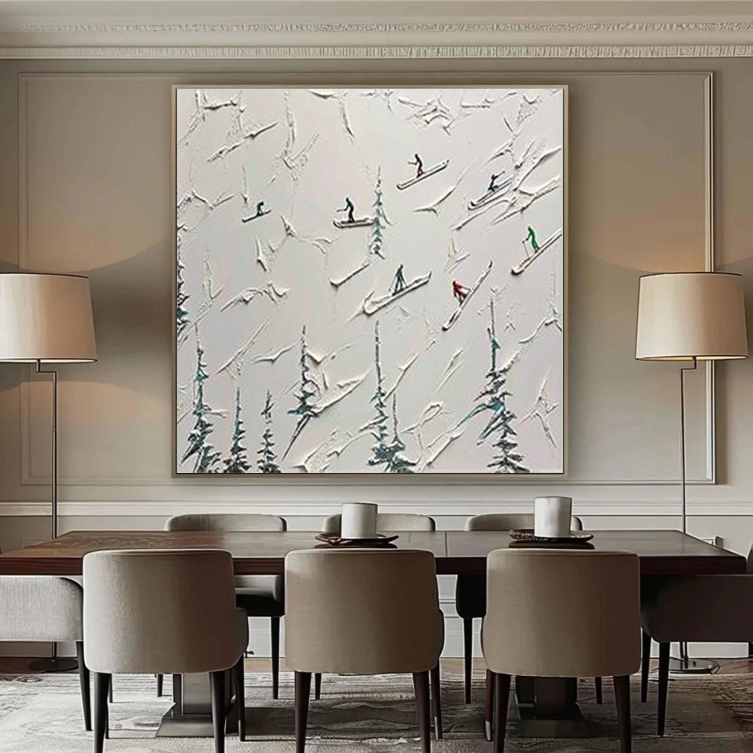 Skiing Sport Textured Wall Art #MS084