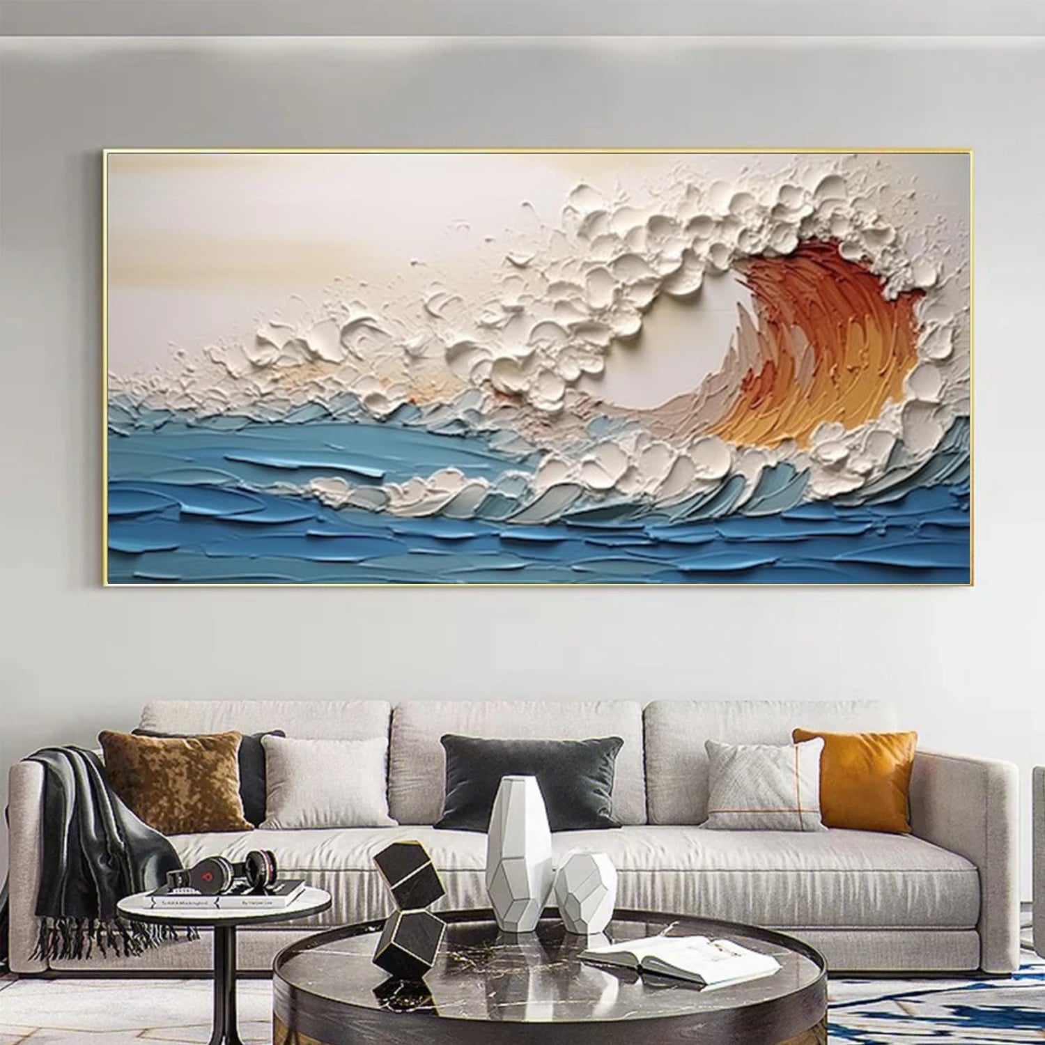 Ocean And Sky Abstract Textured Wall Art #OS114