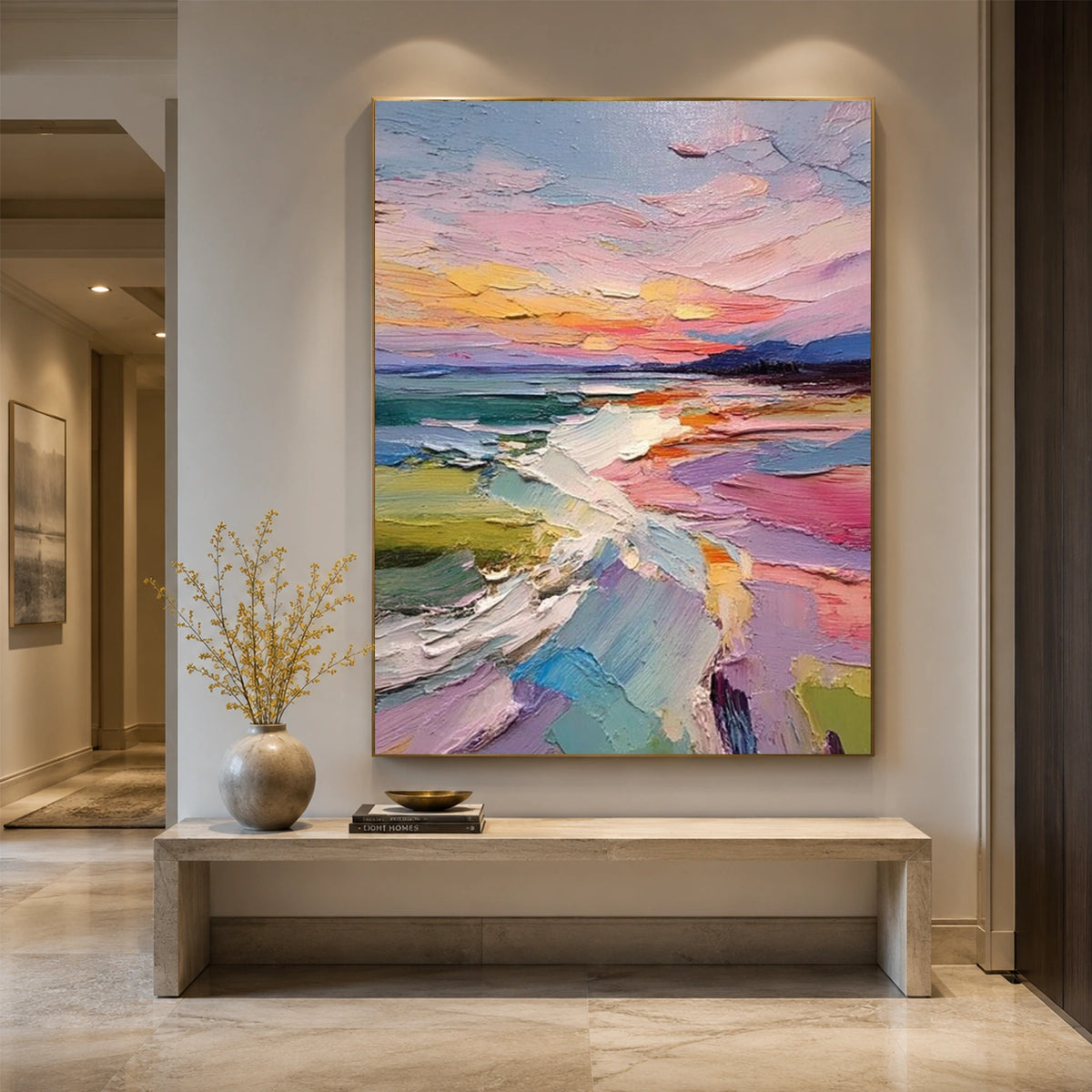 Colorful Ocean And Sky Abstract Textured Wall Art #OS212