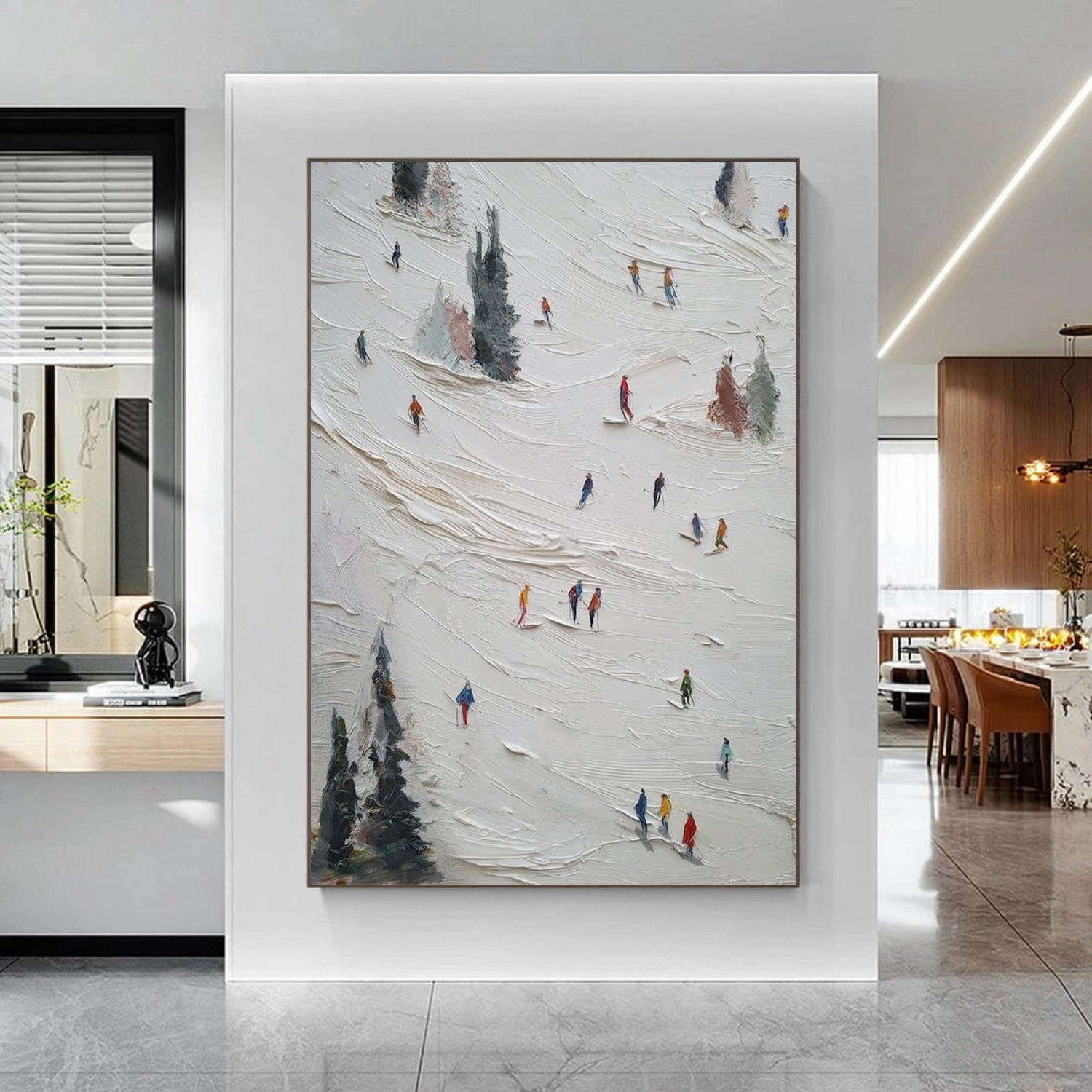 Skiing Sport Textured Wall Art #MS086