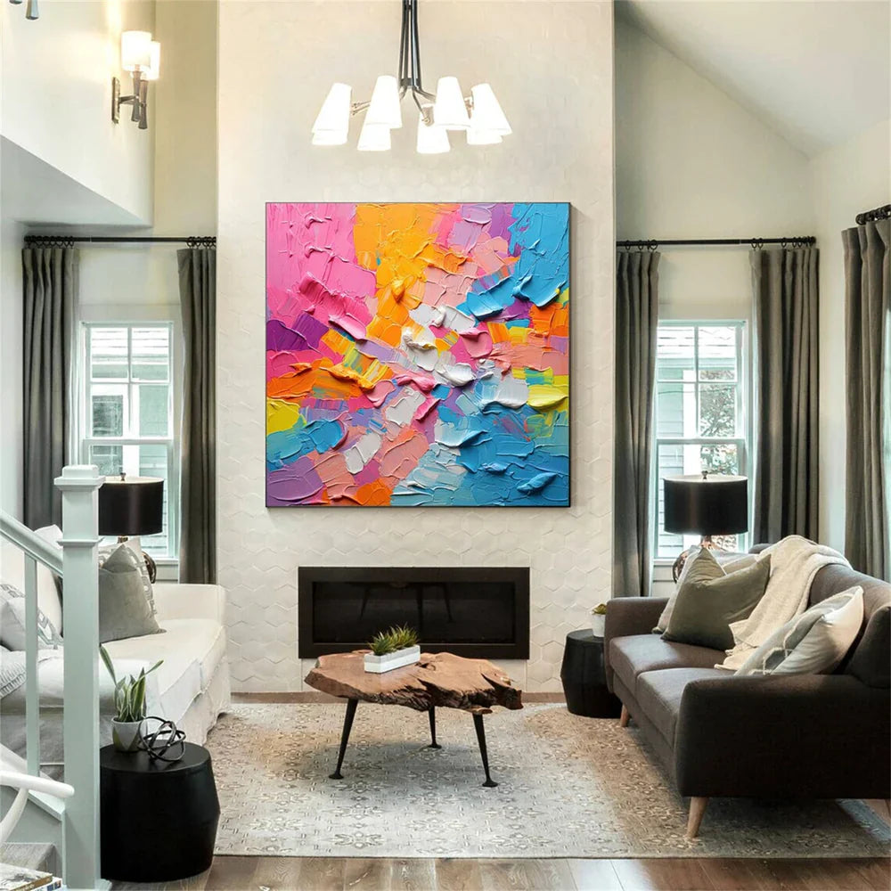 Colorful Abstract Textured Painting Canvas #AT071