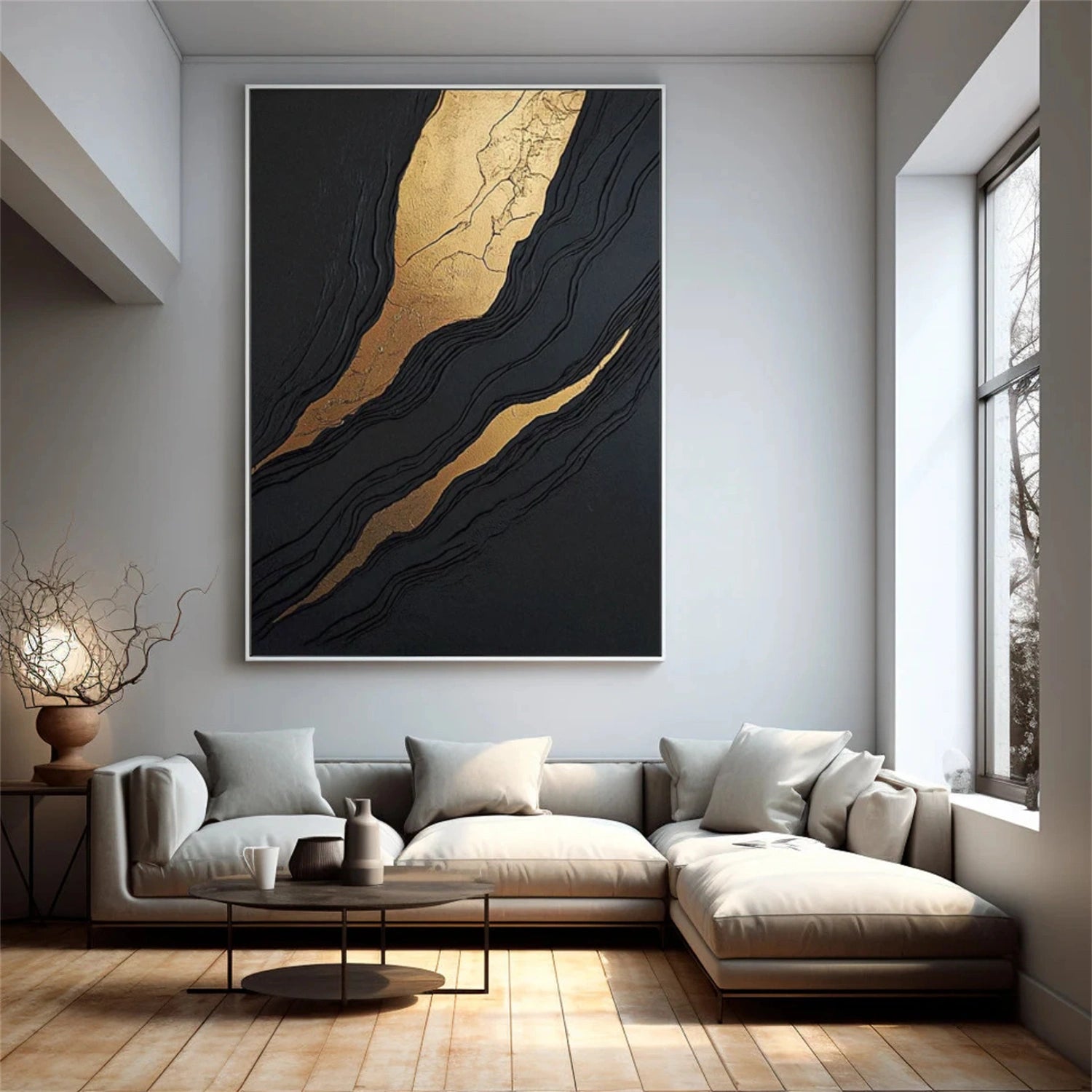 Black Minimalist Canvas Art #MT144