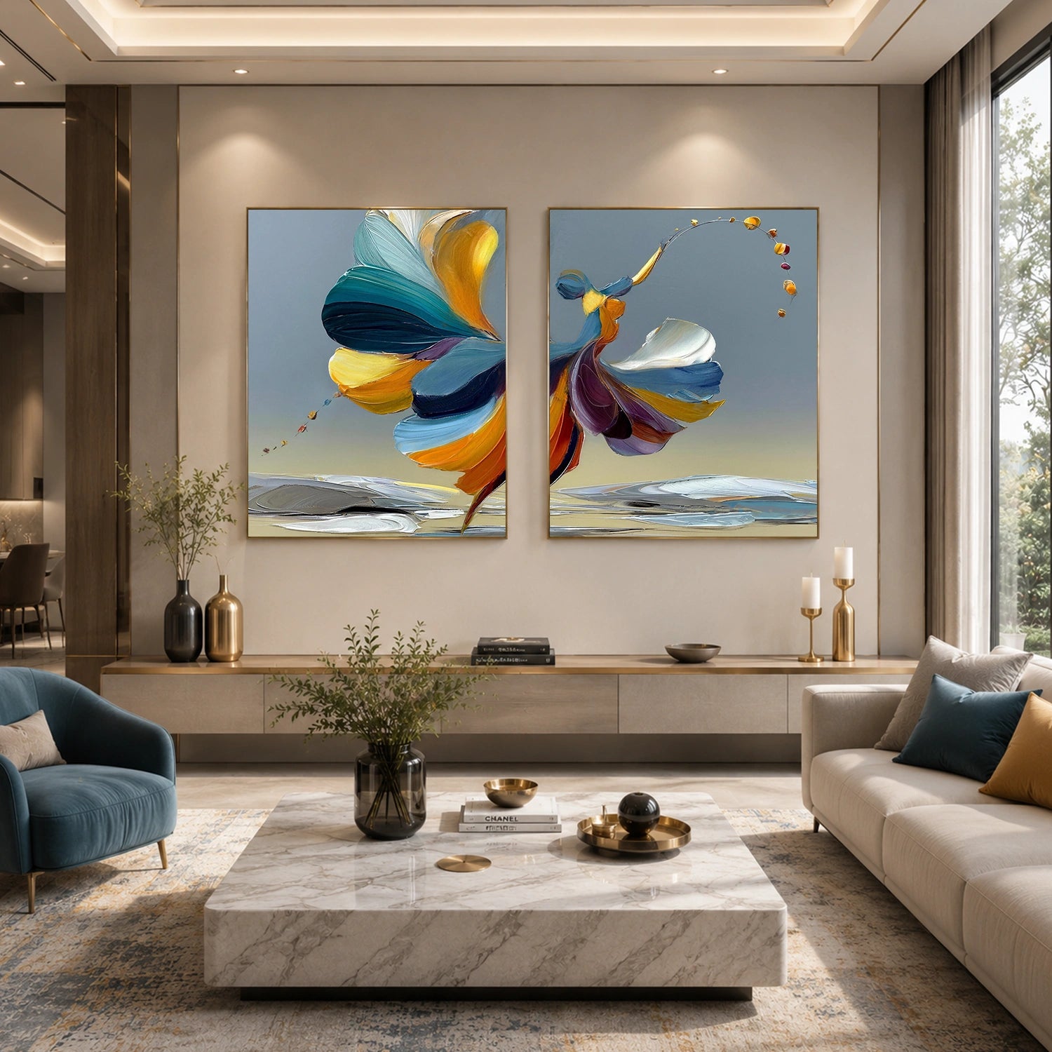 Abstract Portrait Textured Canvas Art Set of 2 #AE150