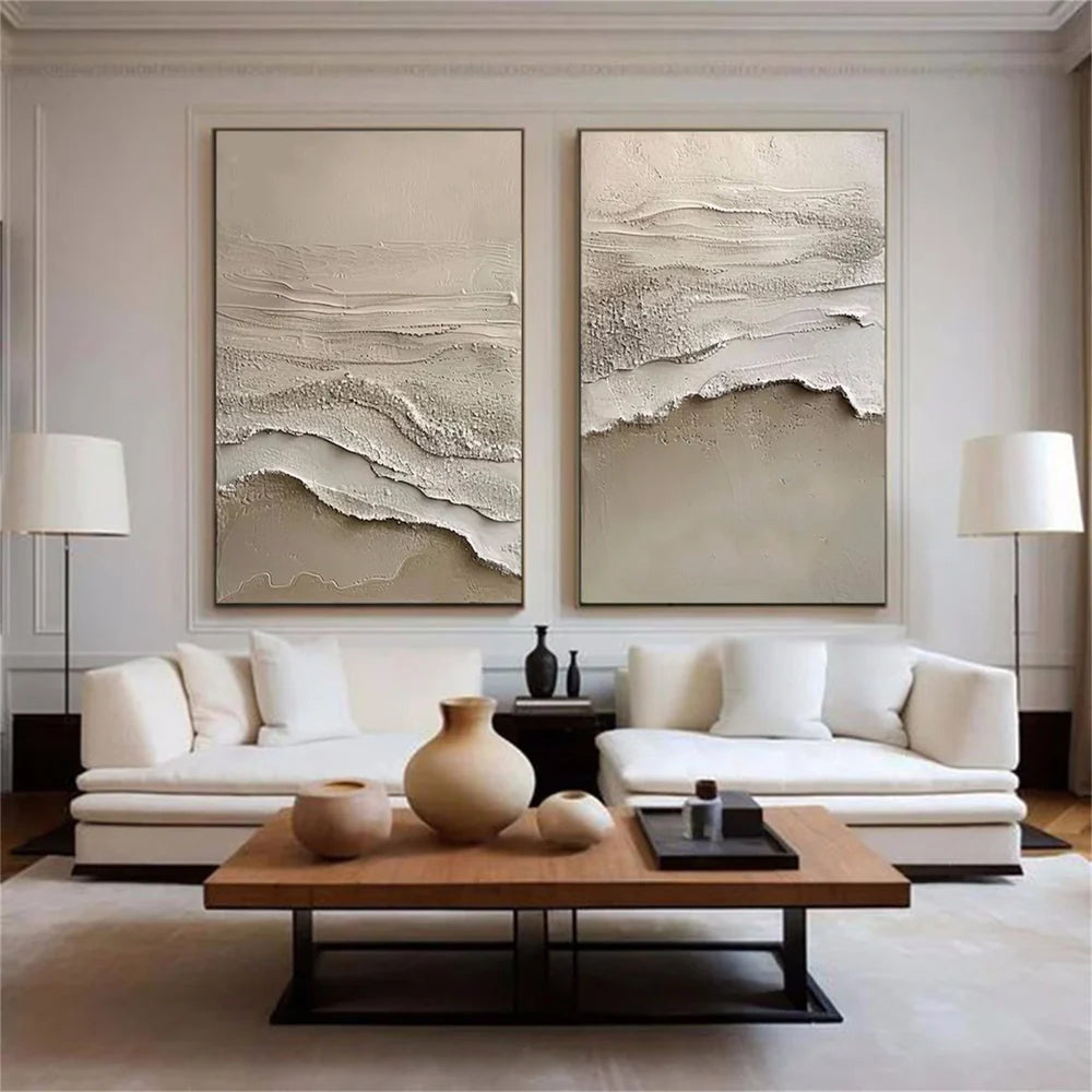 Ocean and Sky Textured Painting Canvas Set of 2 #OS033